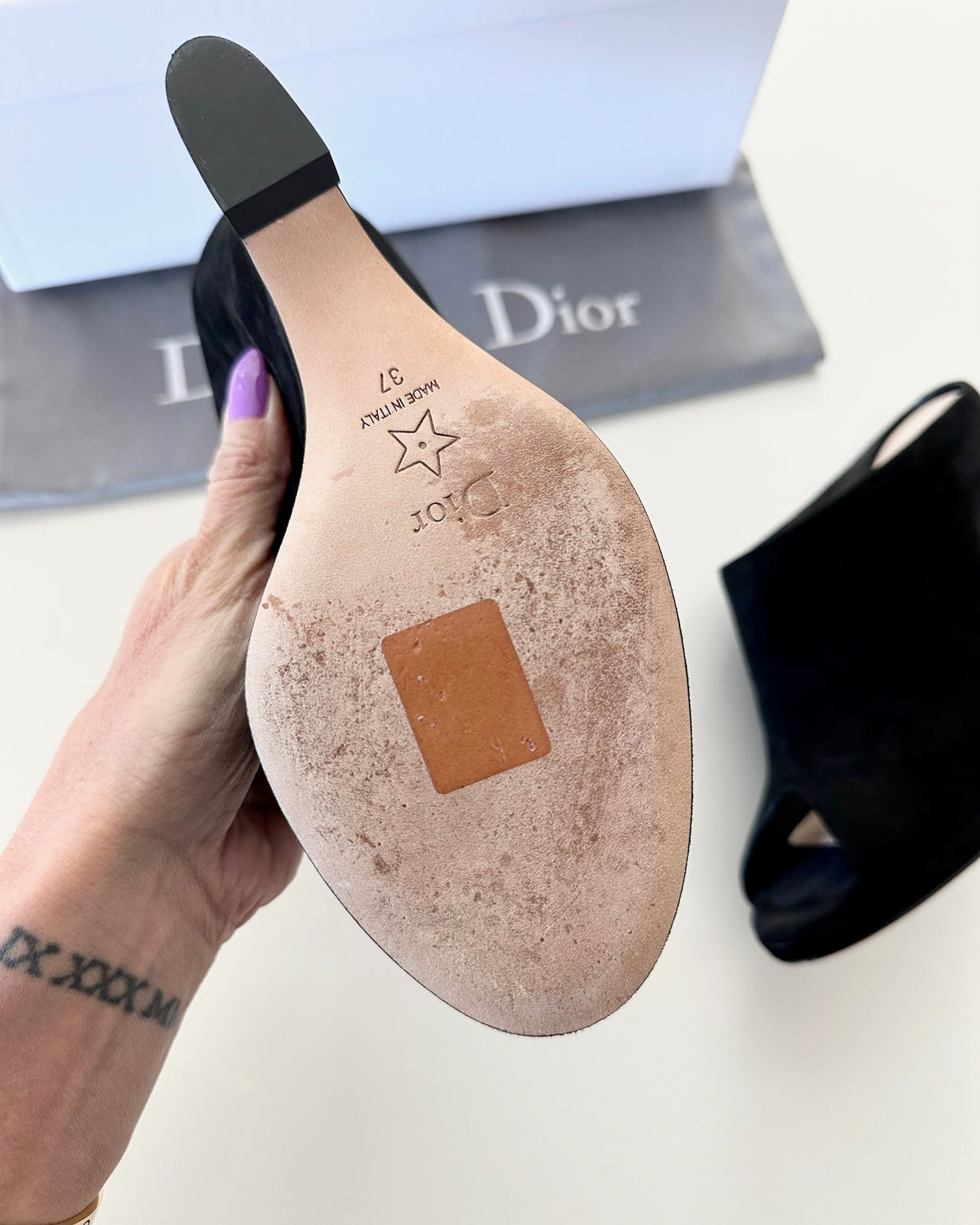 Christian Dior Black Suede Absolu Mules Size 37