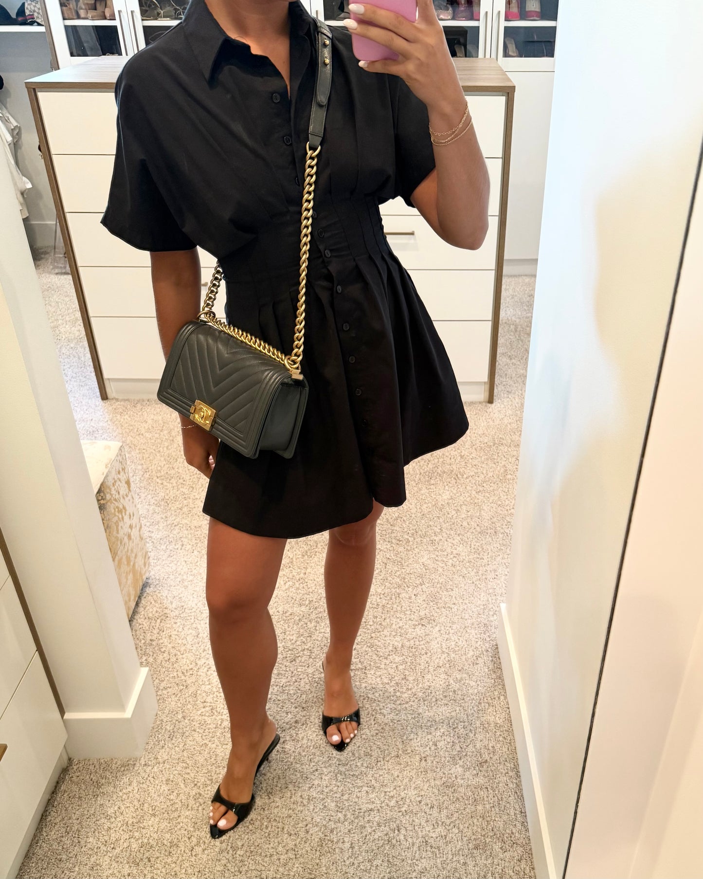 Chanel Dark Grey Caviar Medium Boy Bag