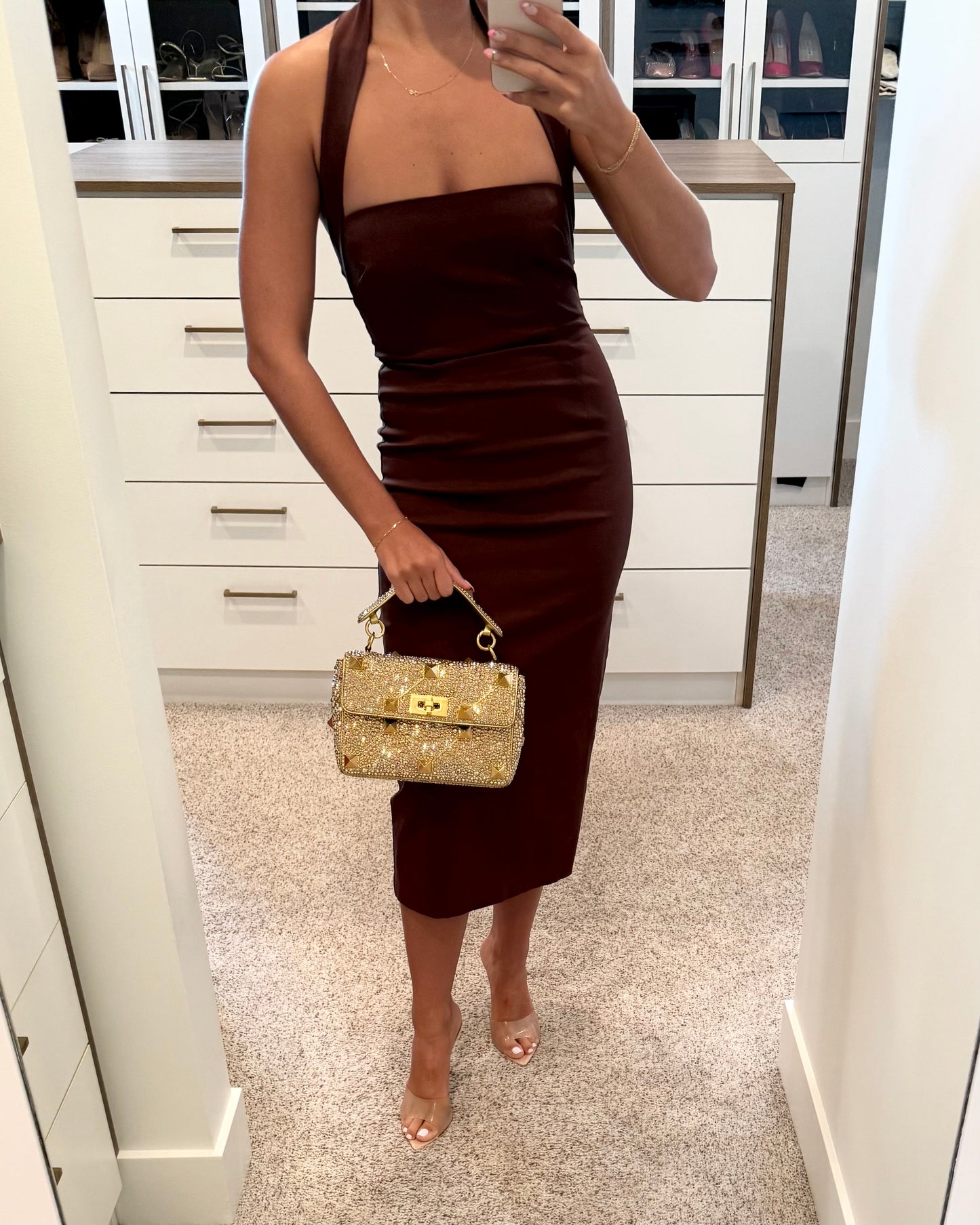 Valentino Gold Crystal Medium Roman Rockstud