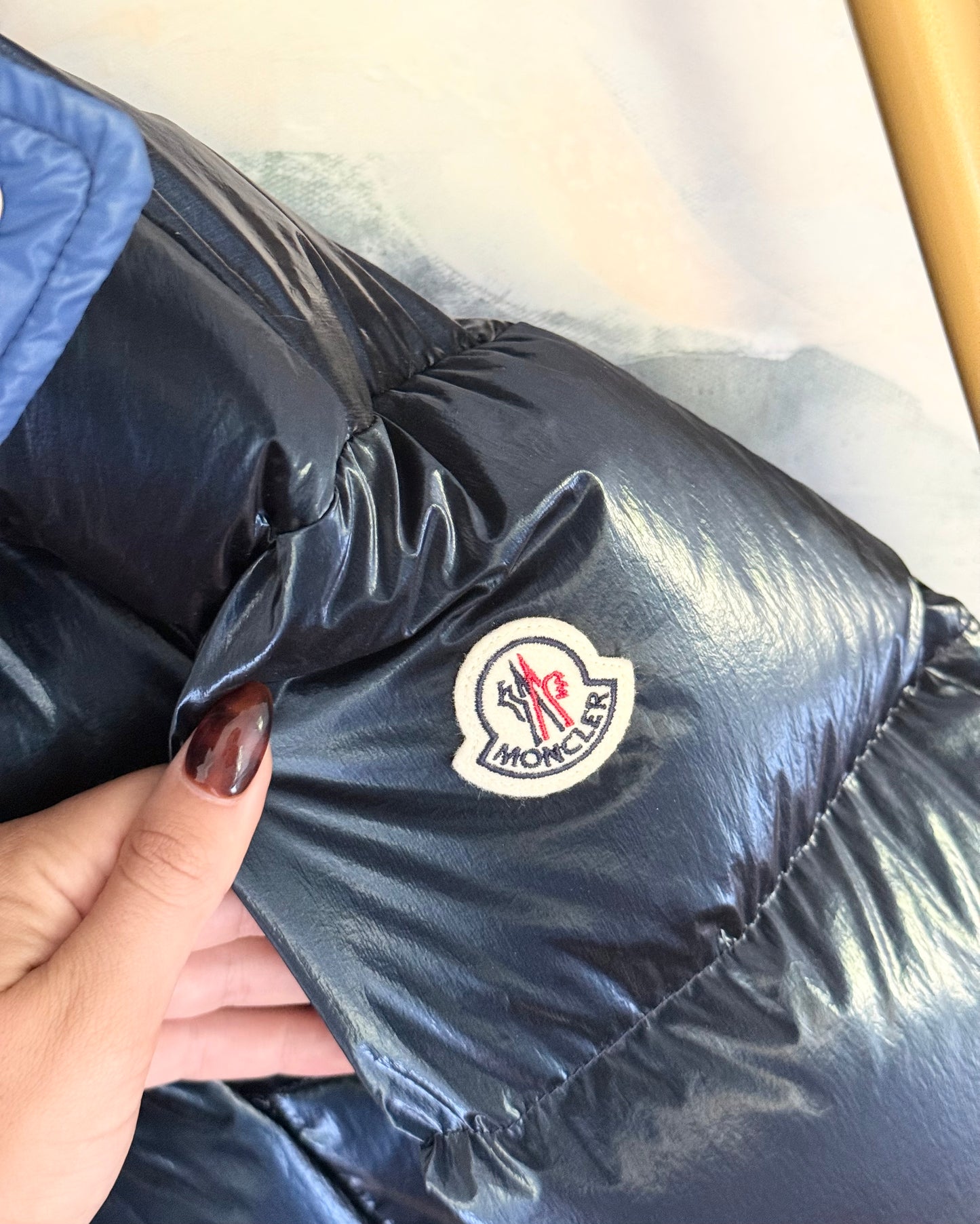Moncler Metallic Blue Down Gaou Parka Jacket size 2/M