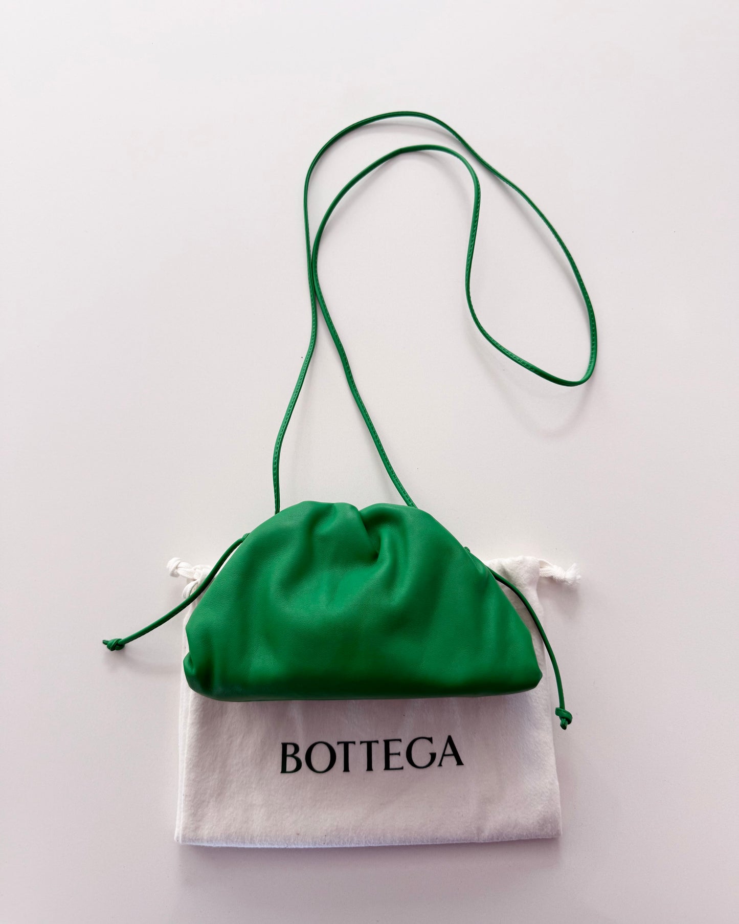 Bottega Veneta Green Leather Mini Pouch