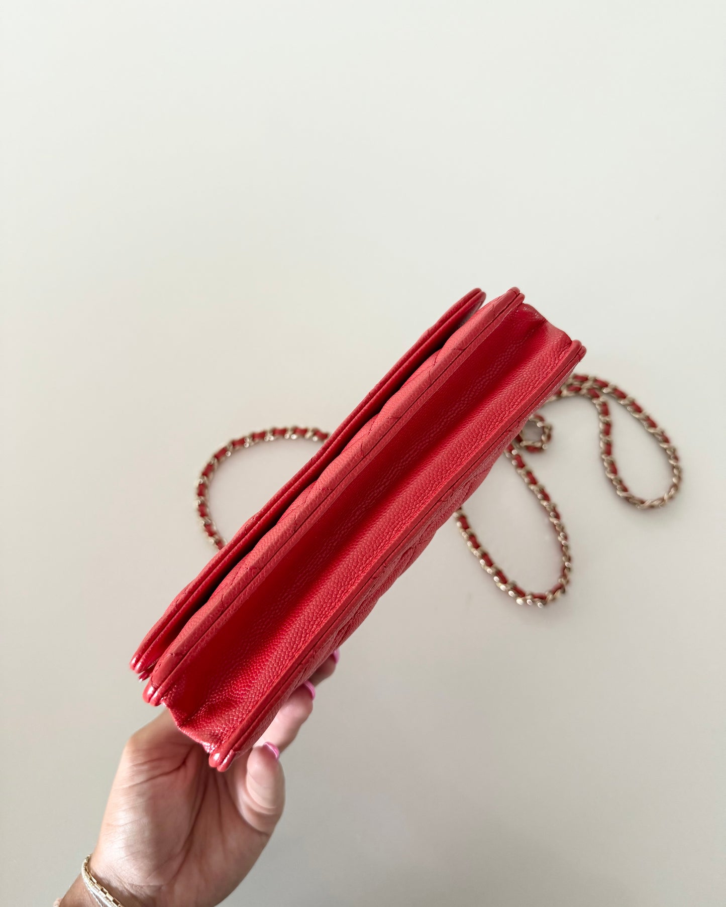 Chanel Red Caviar Classic Wallet on Chain
