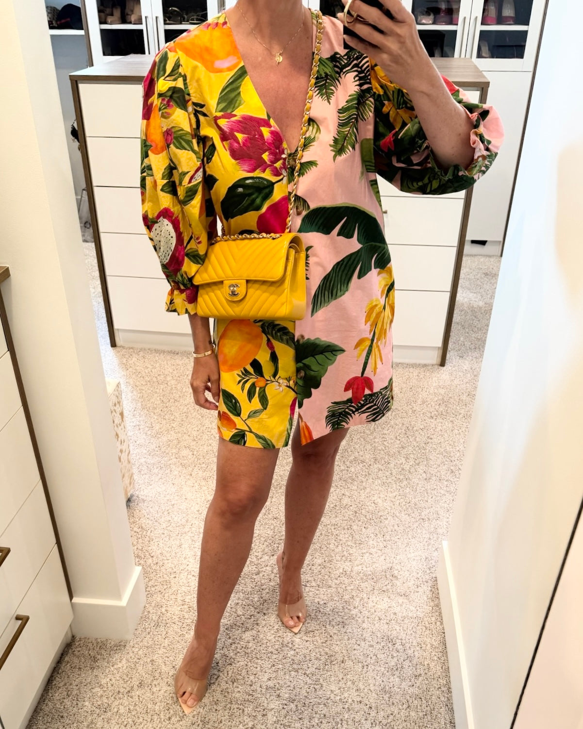 Chanel Dark Yellow Chevron Caviar Small Double Flap 30 series from 2020-21