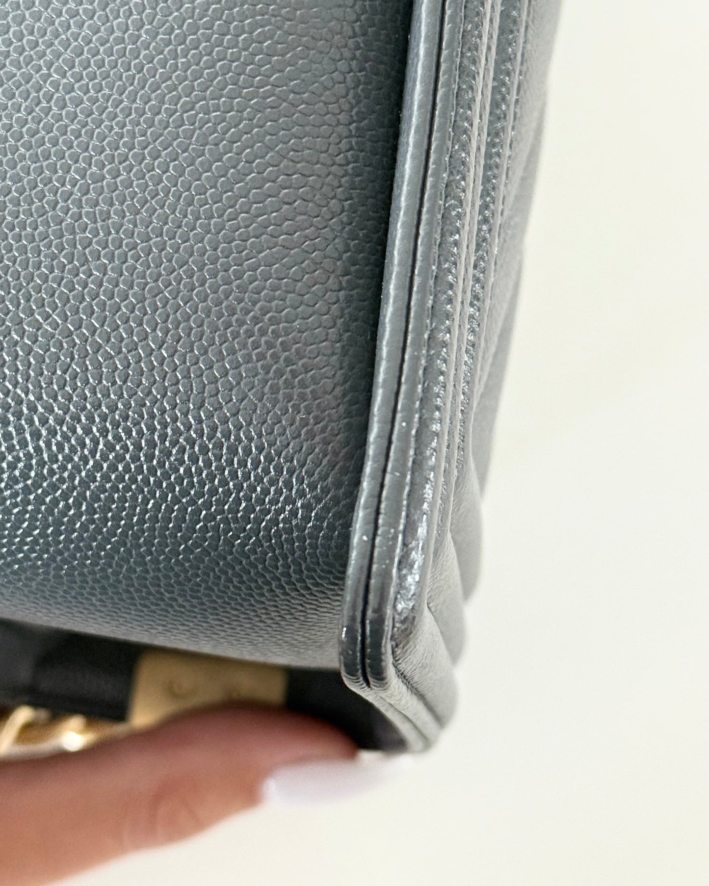 Chanel Dark Grey Caviar Medium Boy Bag