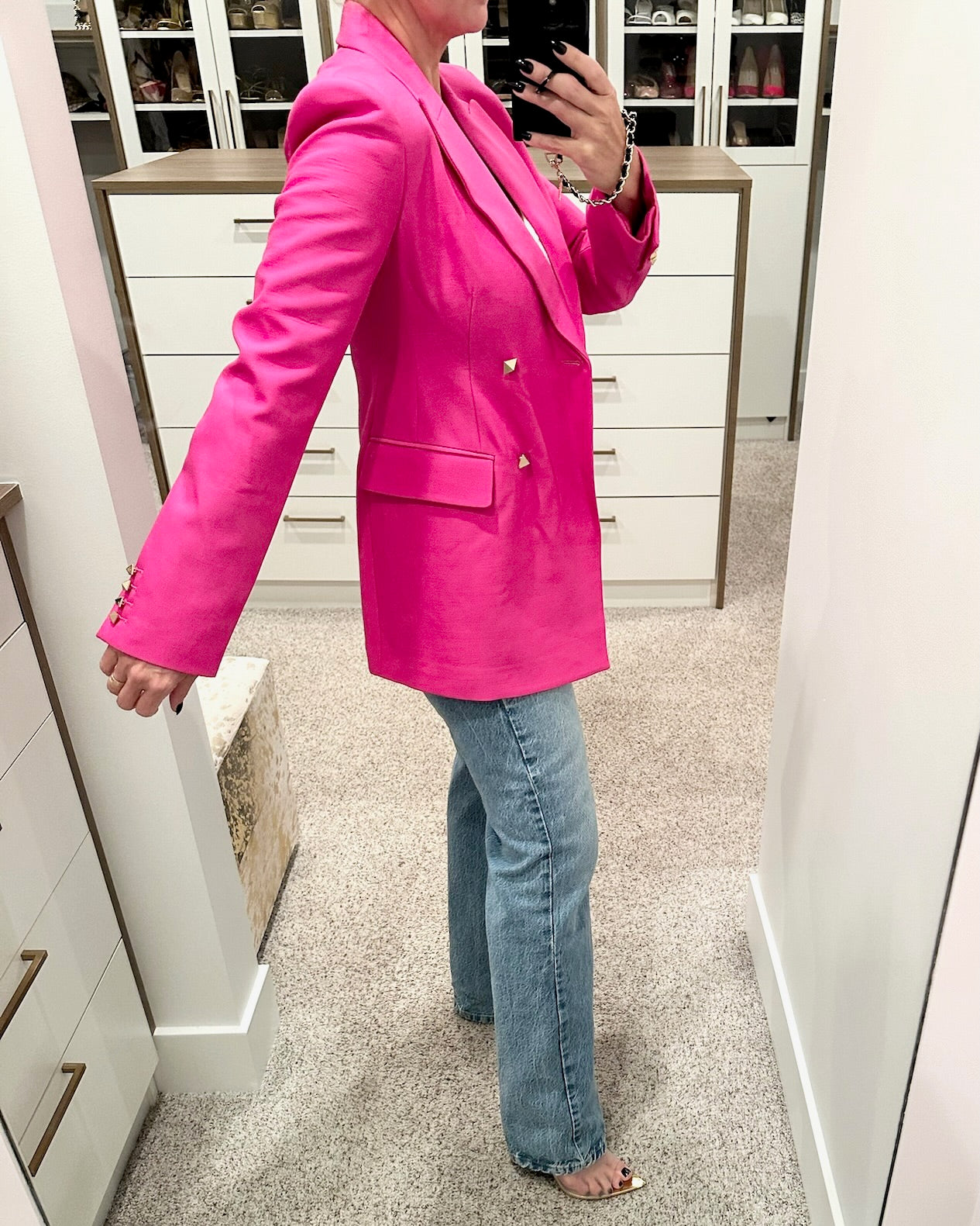 Valentino Bright Pink Rockstud Blazer size 40/4