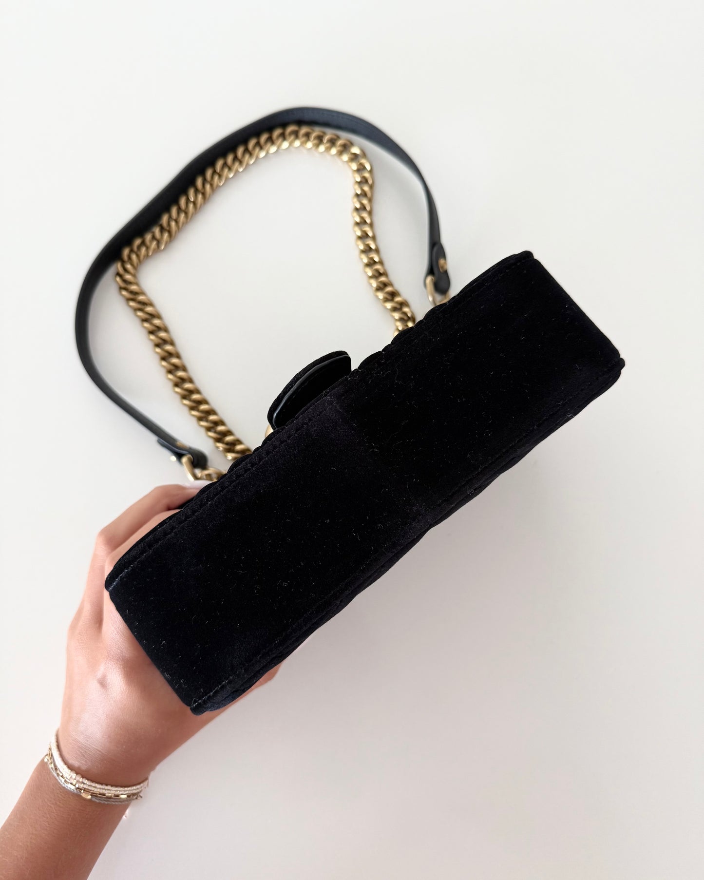 Gucci Black Velvet Marmont Mini Crossbody