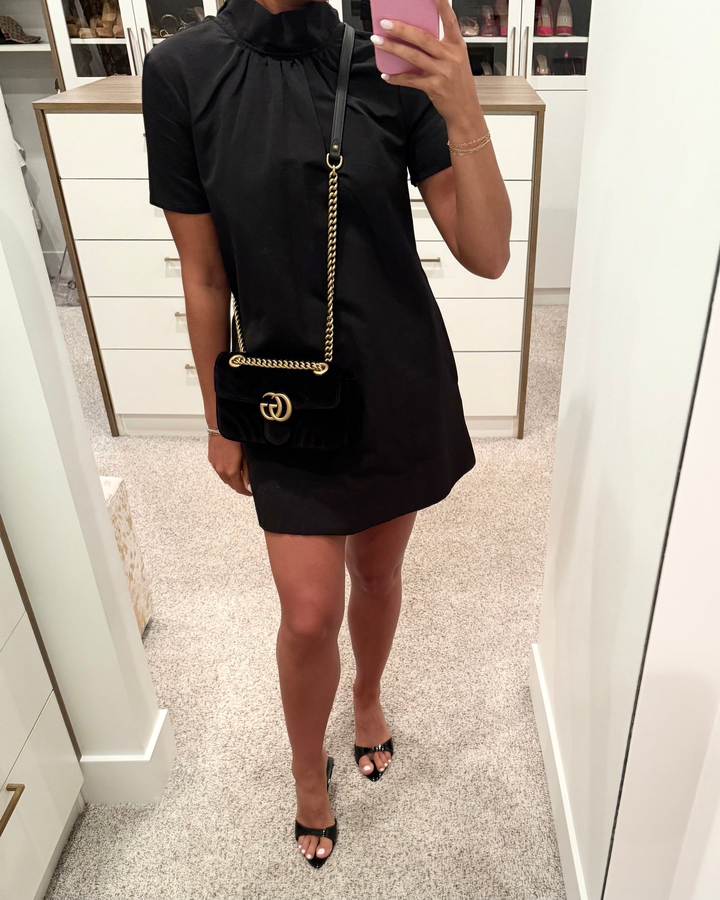 Gucci Black Velvet Marmont Mini Crossbody