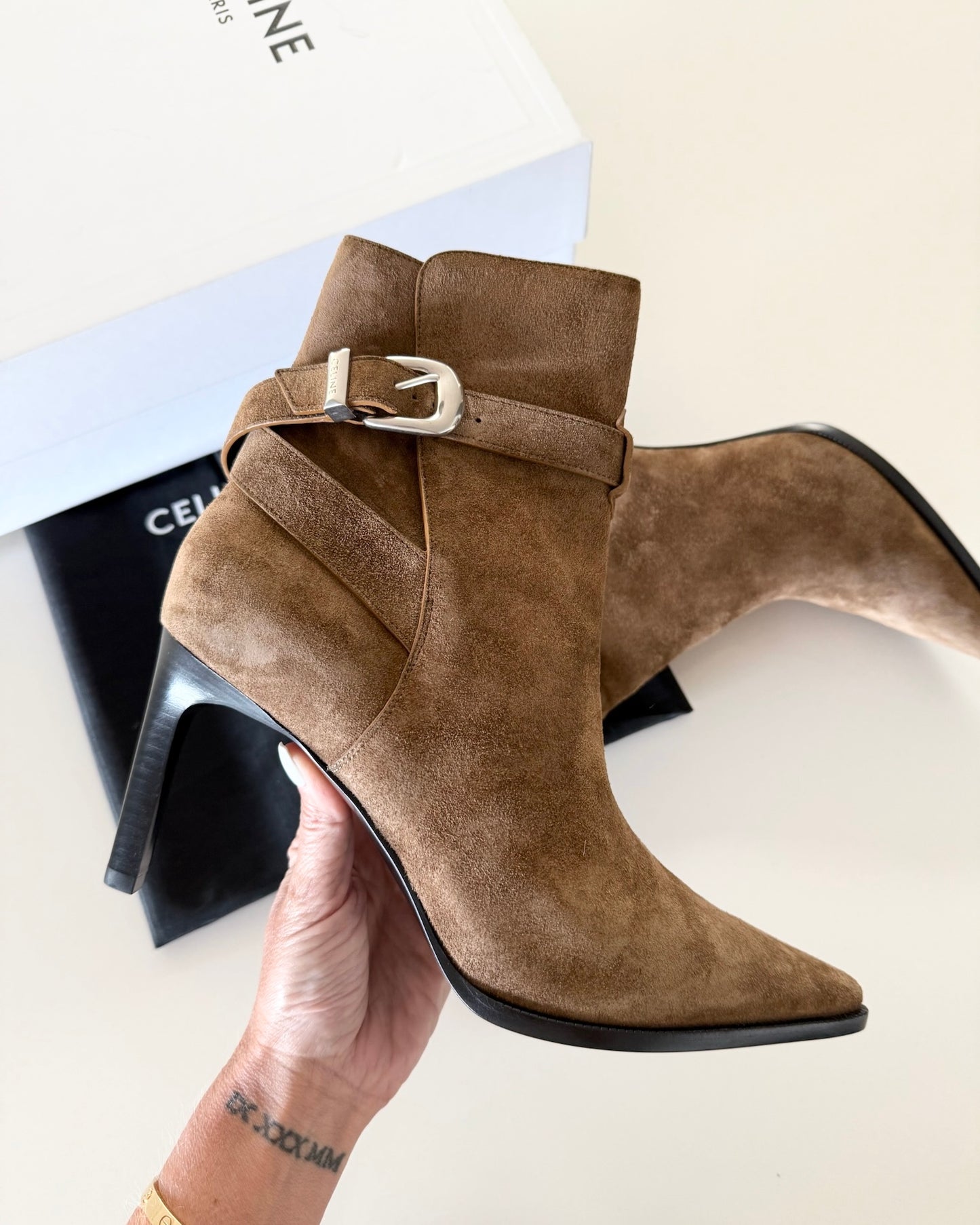 Celine Verneuil Jodphur in Suede Camel Boots Size 41