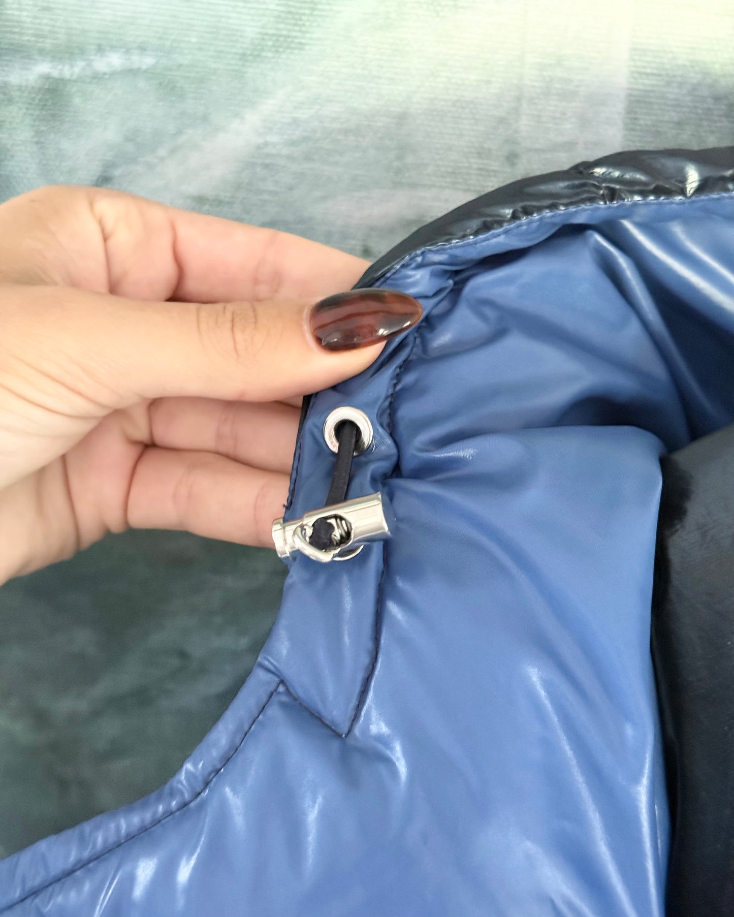 Moncler Metallic Blue Down Gaou Parka Jacket size 2/M