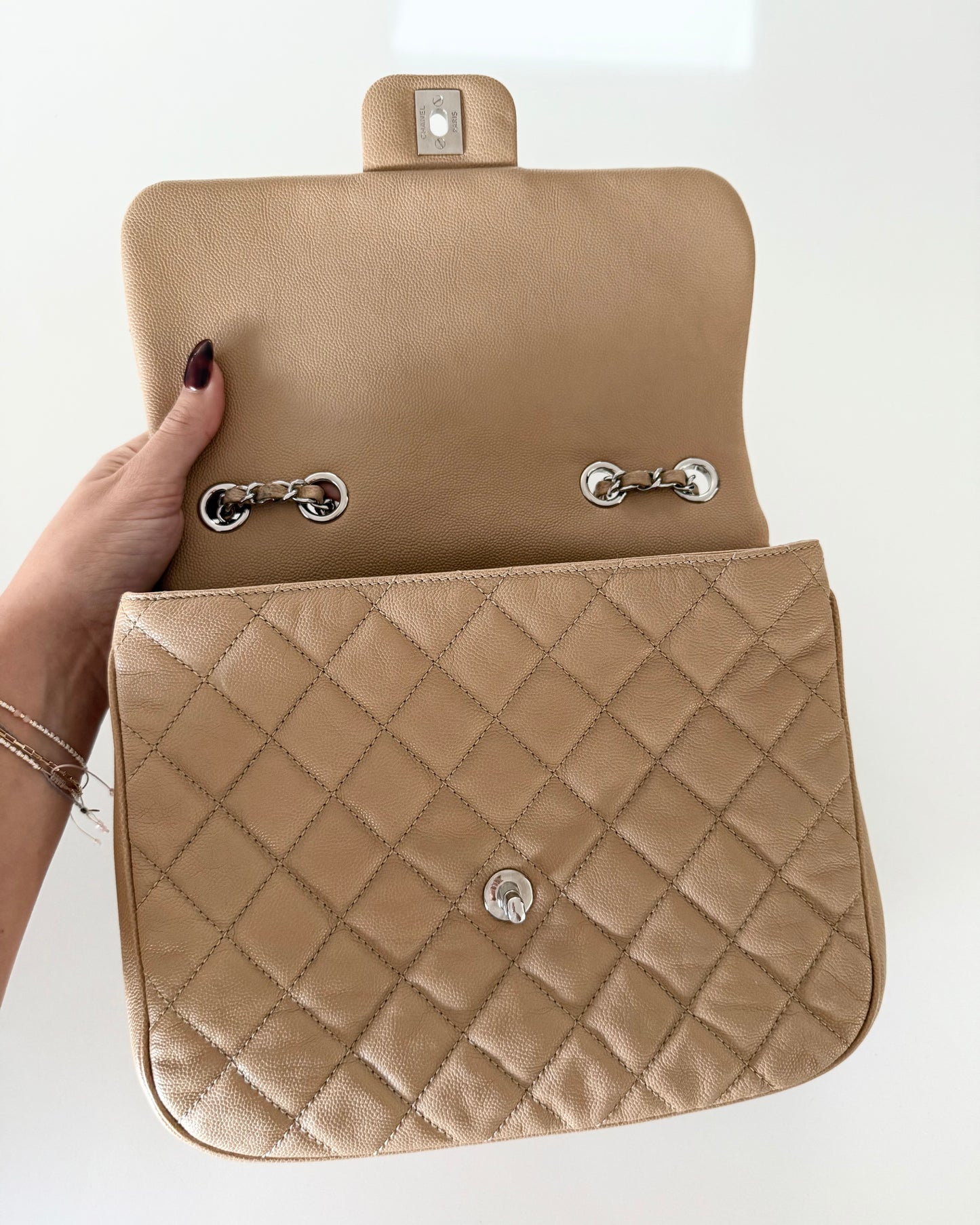 Chanel Beige Caviar Quilted Large Urban Companion Flap Bag. 25 series from 2018