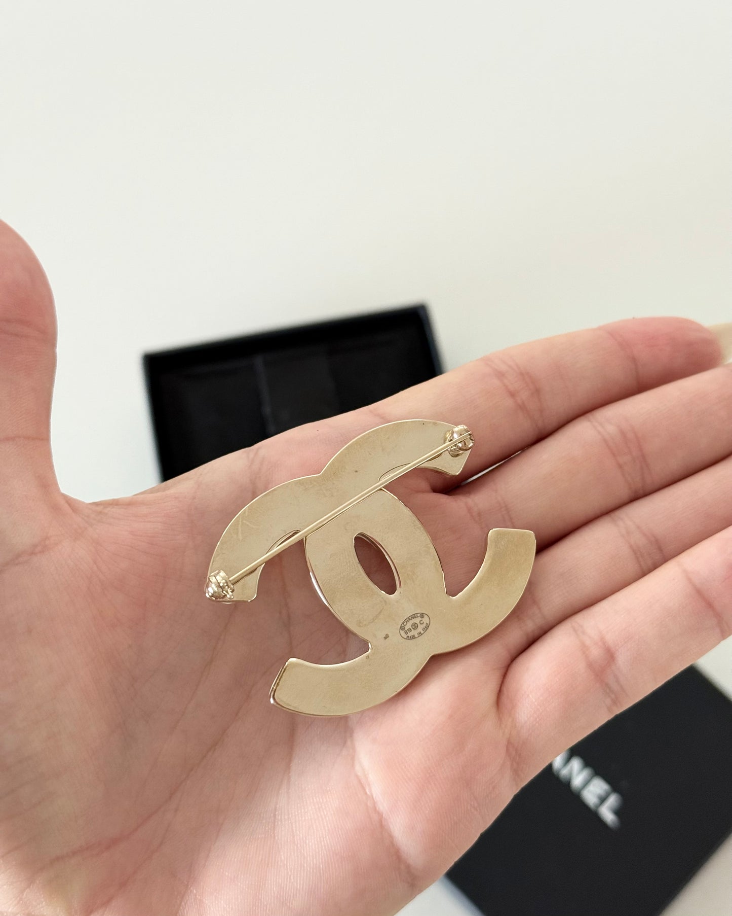 Chanel Ivory Enamel and Crystal Brooch