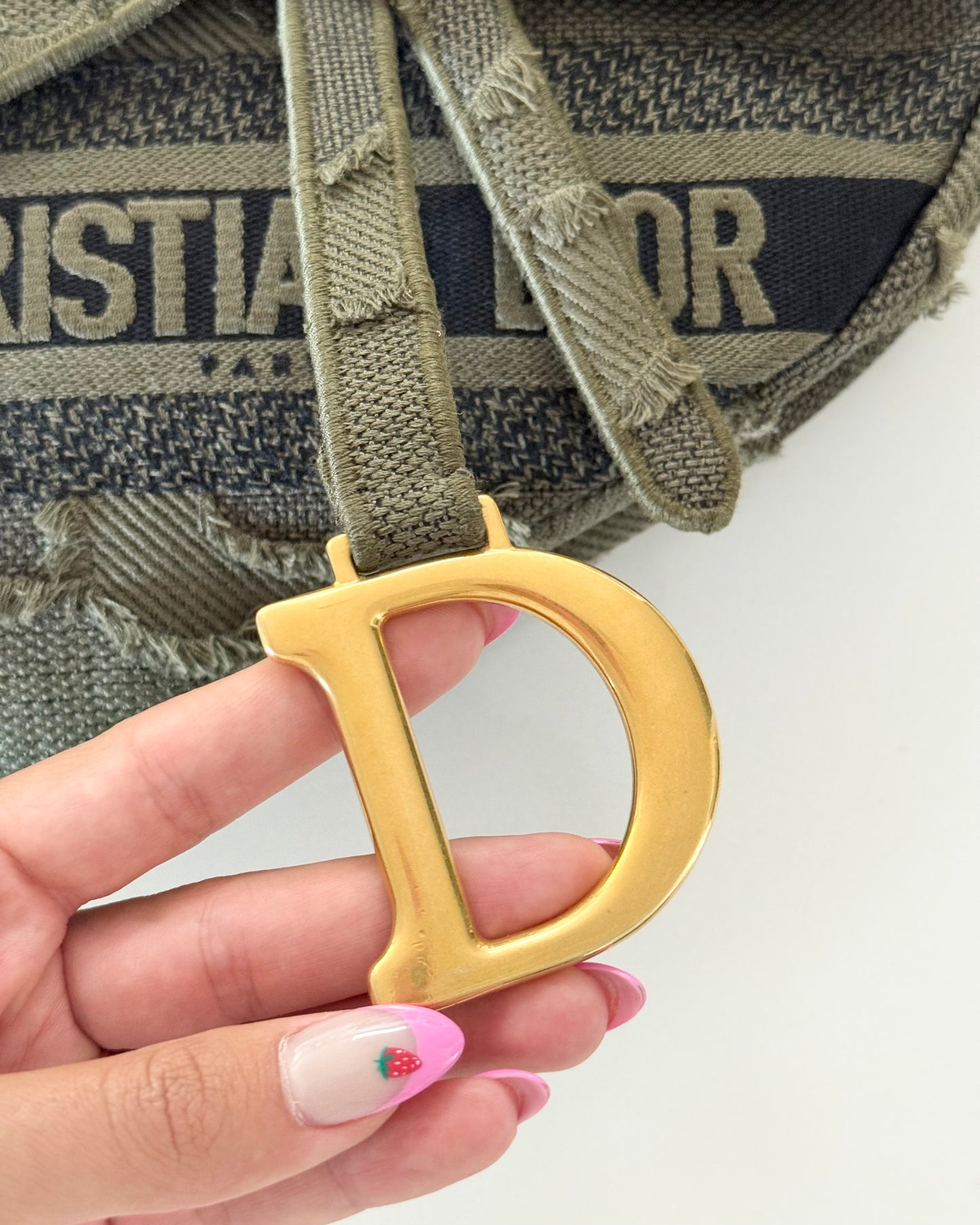 Christian Dior Green Camouflage Embroidered Saddle Bag