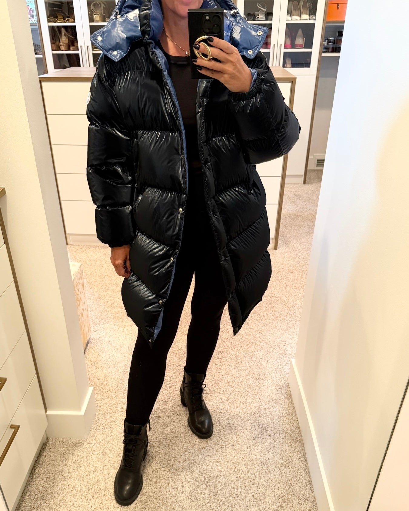 Moncler Metallic Blue Down Gaou Parka Jacket size 2/M