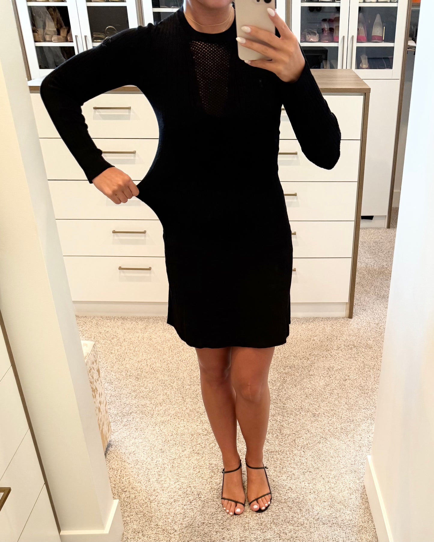 Chanel Black Long Sleeve Stretchy Mini Dress