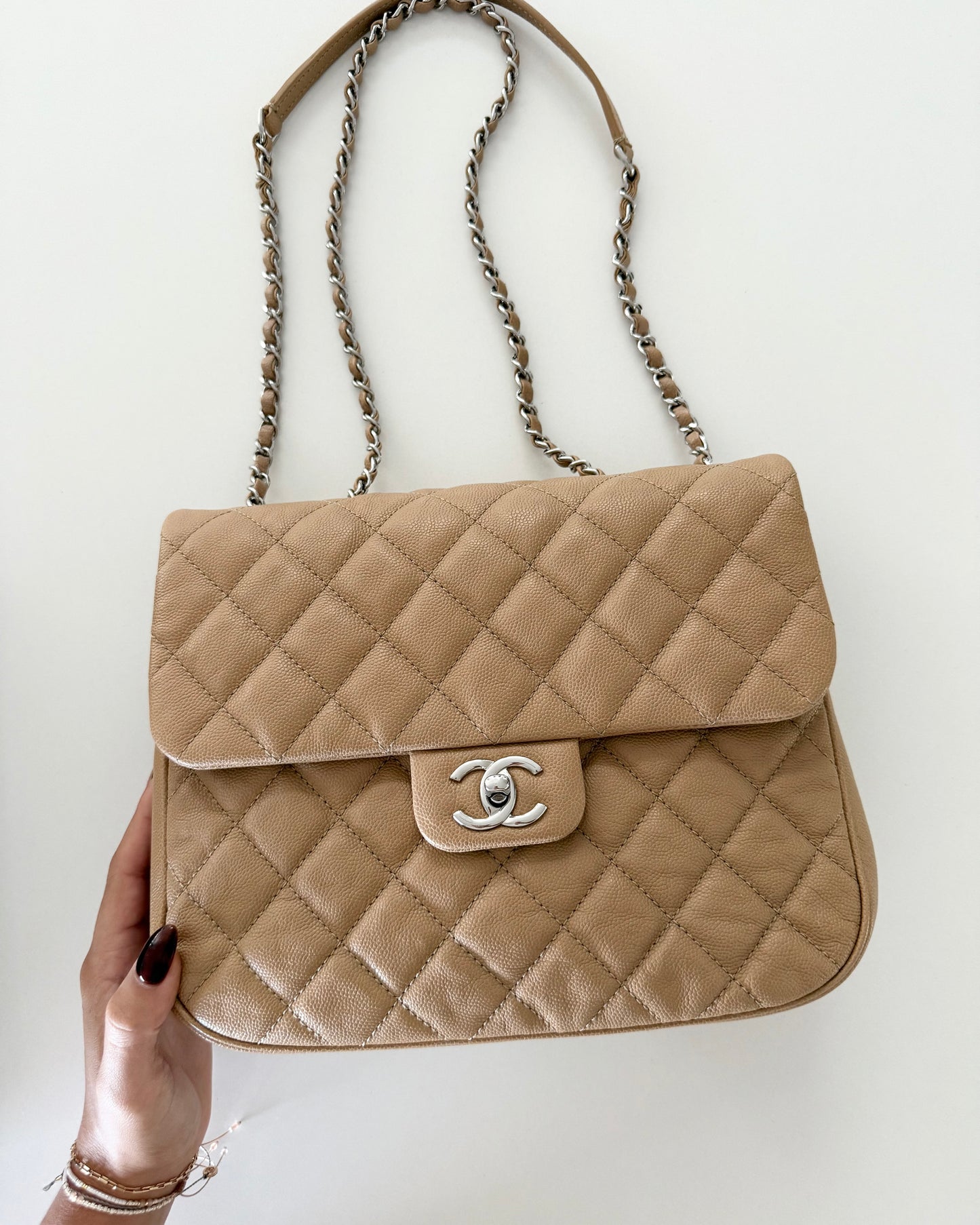 Chanel Beige Caviar Quilted Large Urban Companion Flap Bag. 25 series from 2018
