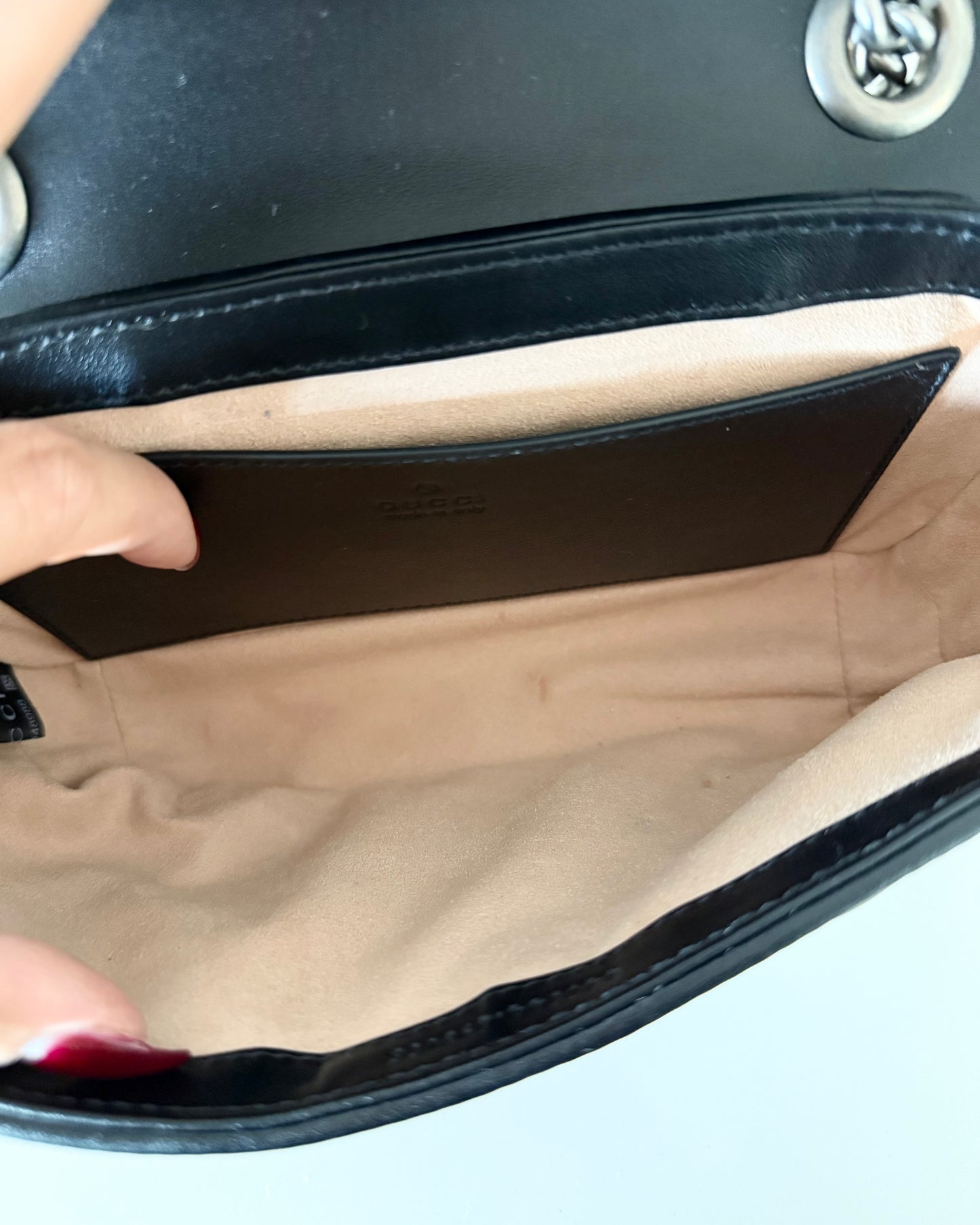 Gucci Black Marmont Flap Matalasse Aria Mini Bag