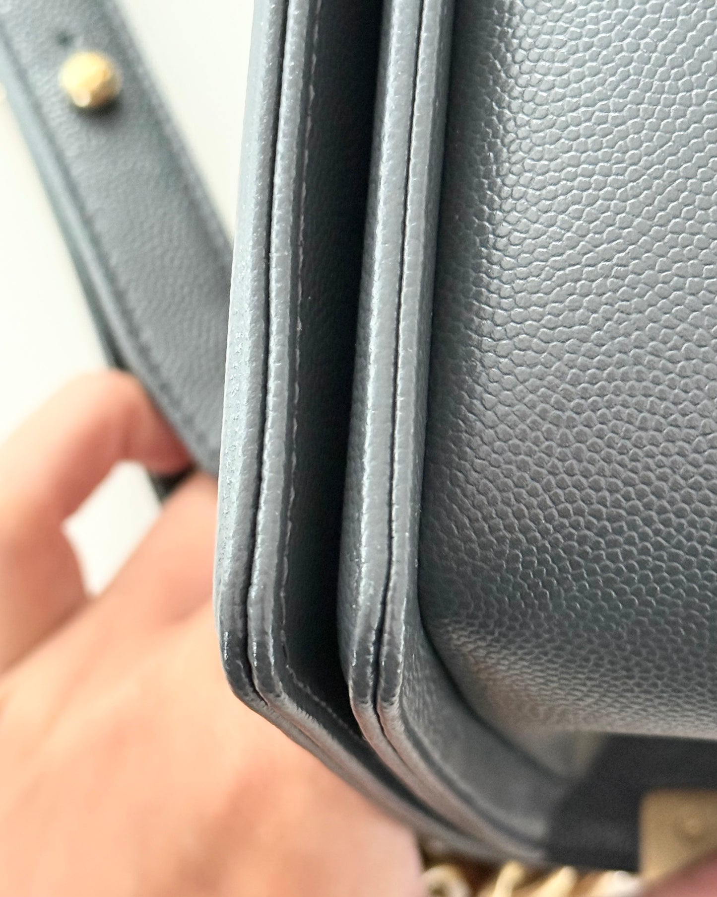 Chanel Dark Grey Caviar Medium Boy Bag