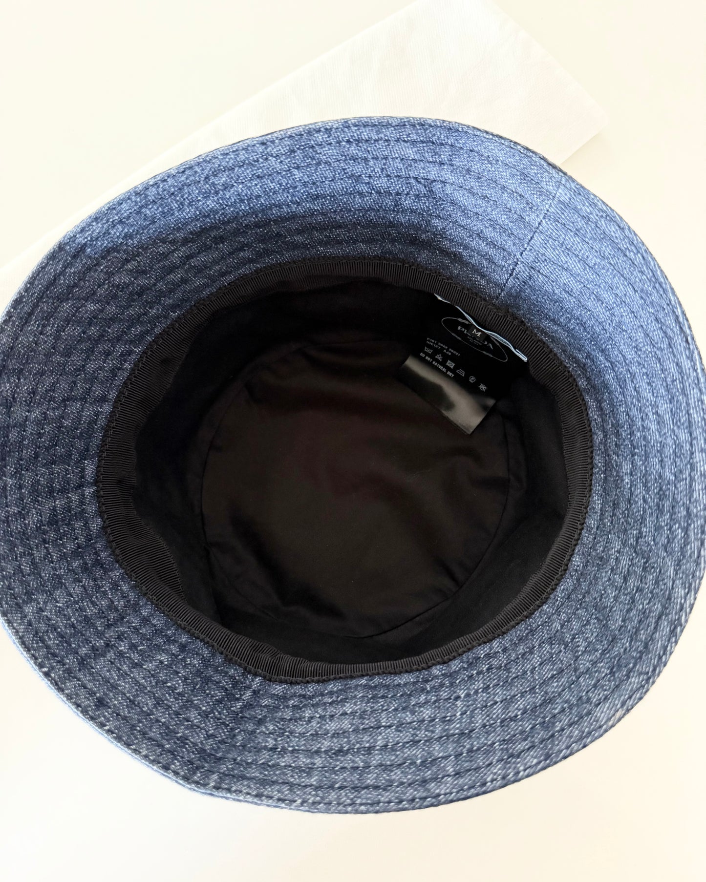 Prada Blue Denim Bucket Hat Size Medium
