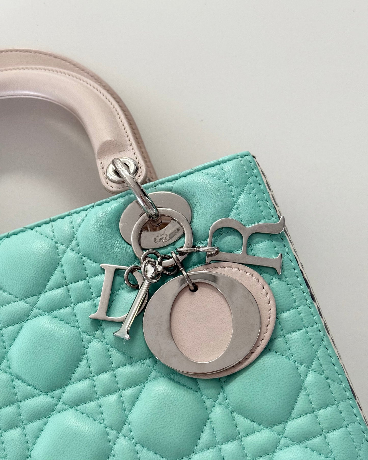 Christian Dior Turquoise and Spotted Python Medium Lady Dior