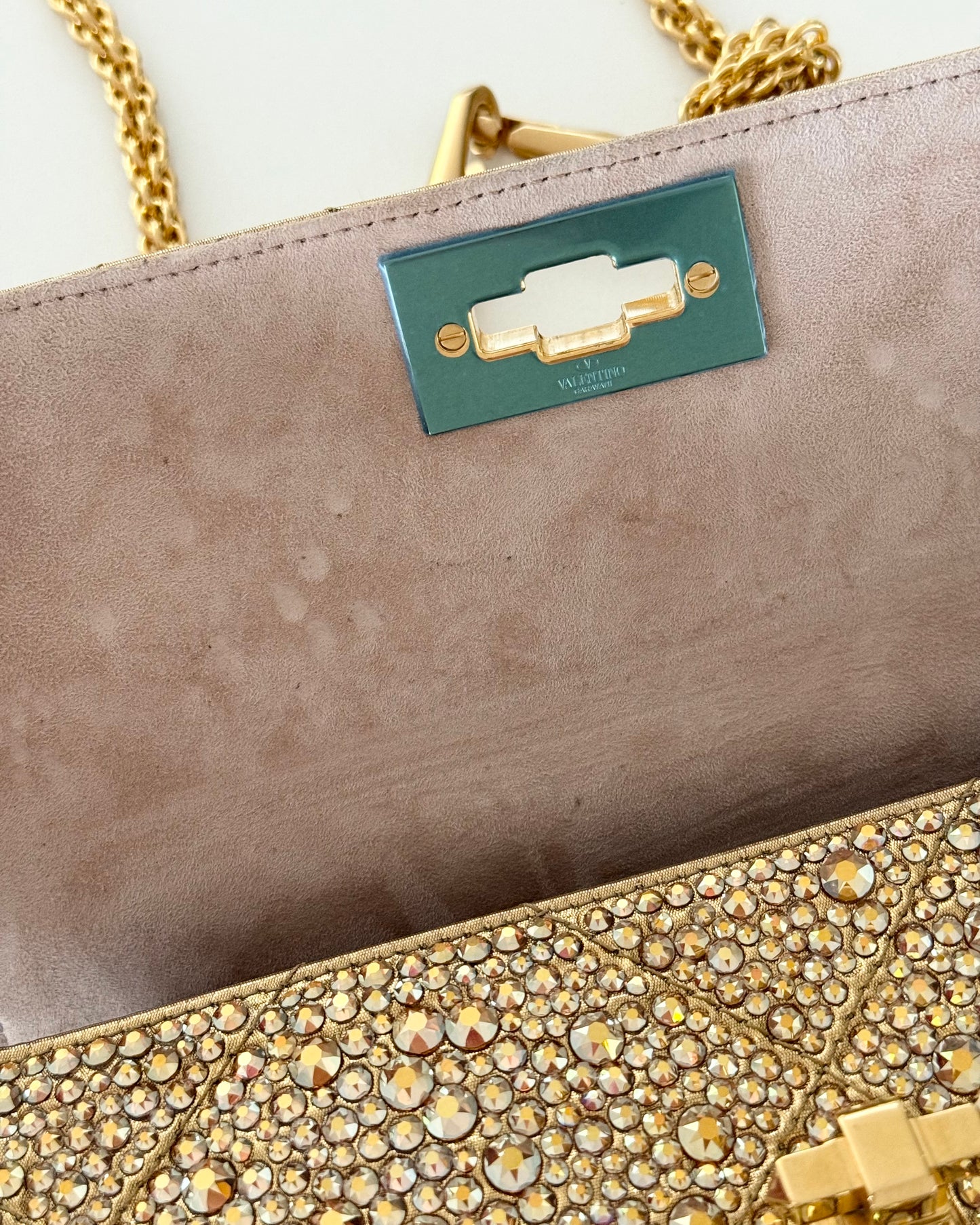 Valentino Gold Crystal Medium Roman Rockstud