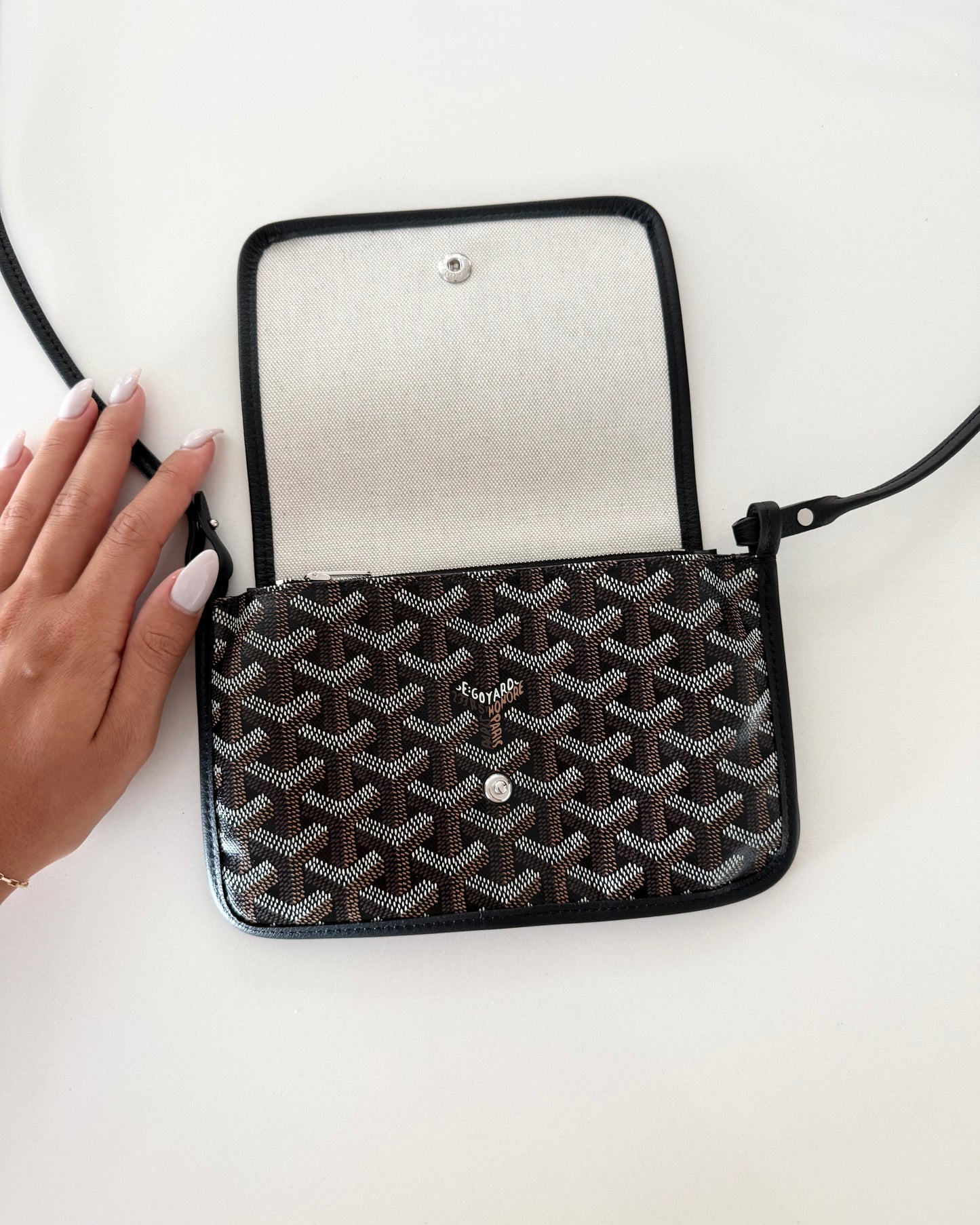 Goyard Black/Brown Chevron Print Coated Canvas Plumet Crossbody Bag