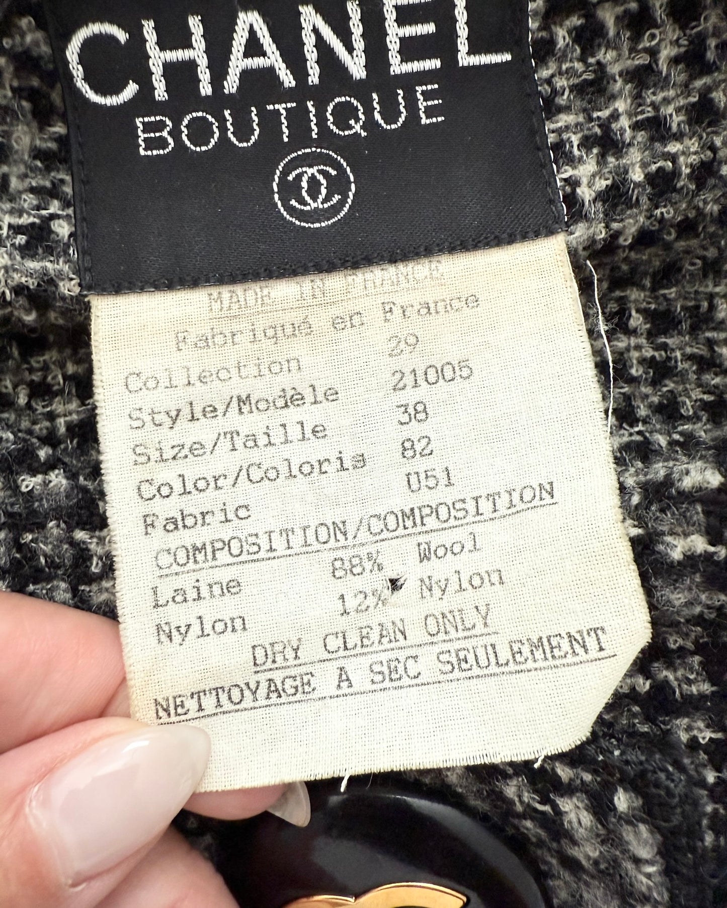 Chanel SUPER RARE Black Tweed Jacket from 29 collection 1992