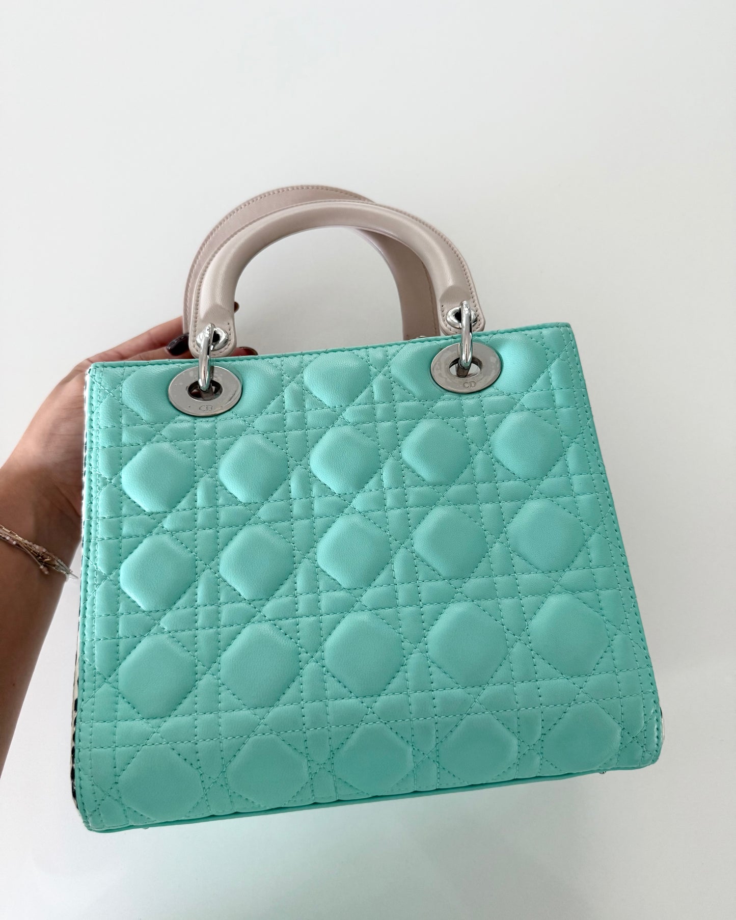 Christian Dior Turquoise and Spotted Python Medium Lady Dior