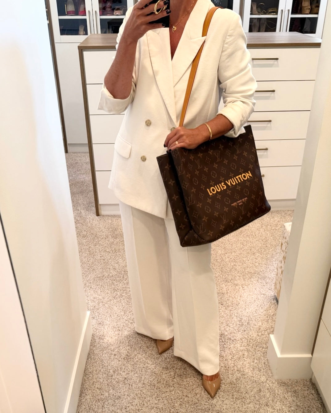 Louis Vuitton Monogram Calfskin Leather Shopper Tote MM Bag