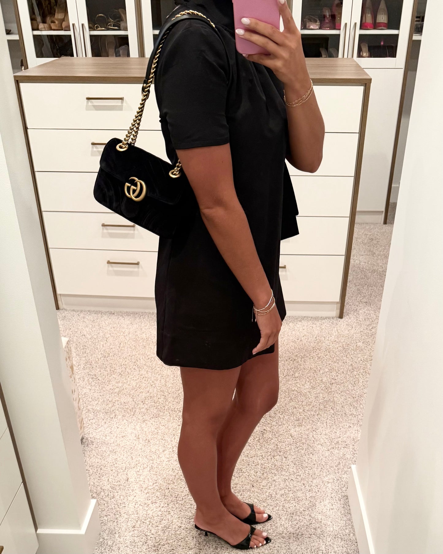 Gucci Black Velvet Marmont Mini Crossbody