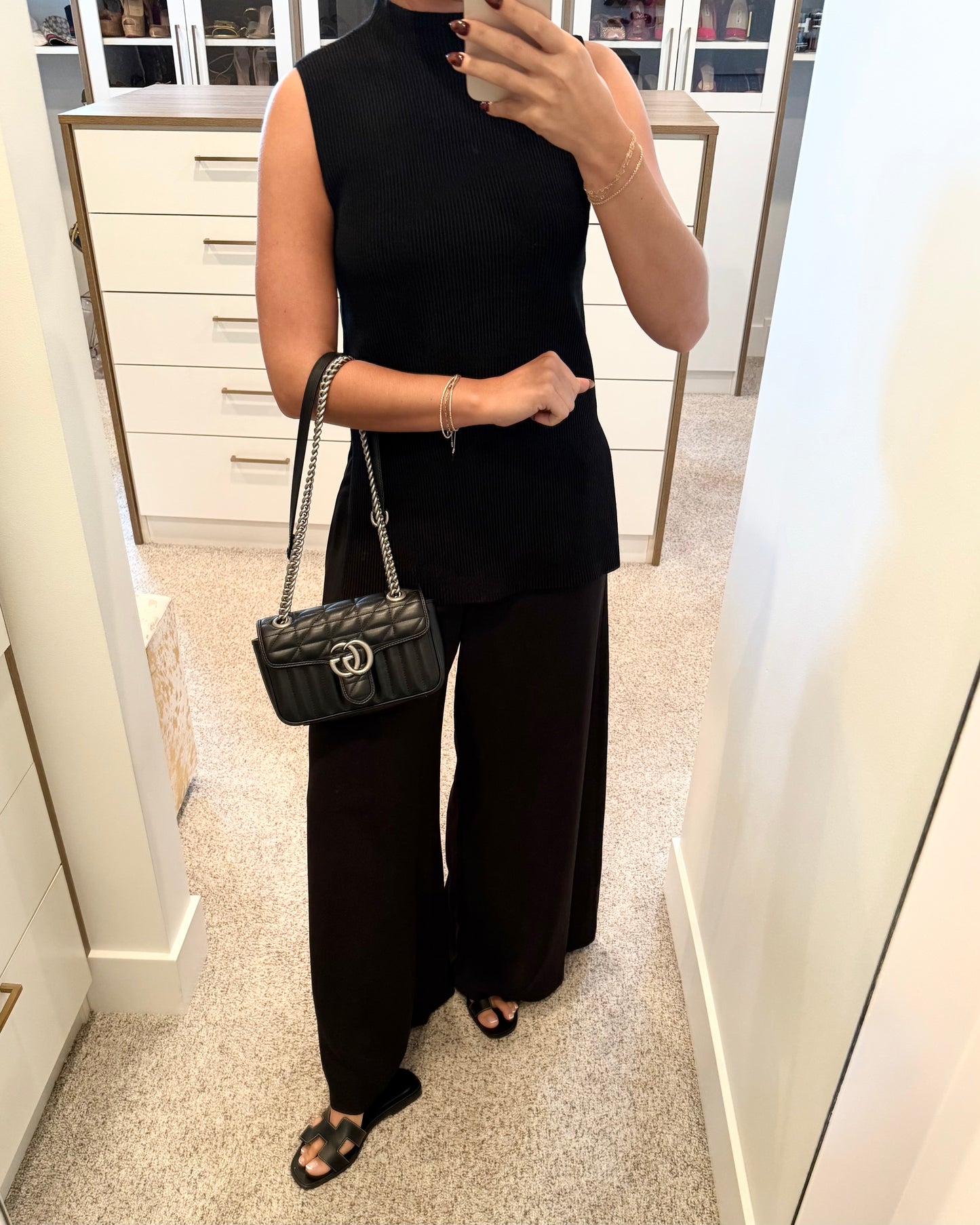 Gucci Black Marmont Flap Matalasse Aria Mini Bag