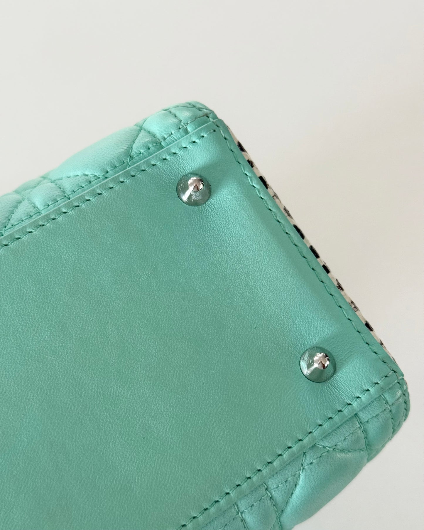 Christian Dior Turquoise and Spotted Python Medium Lady Dior
