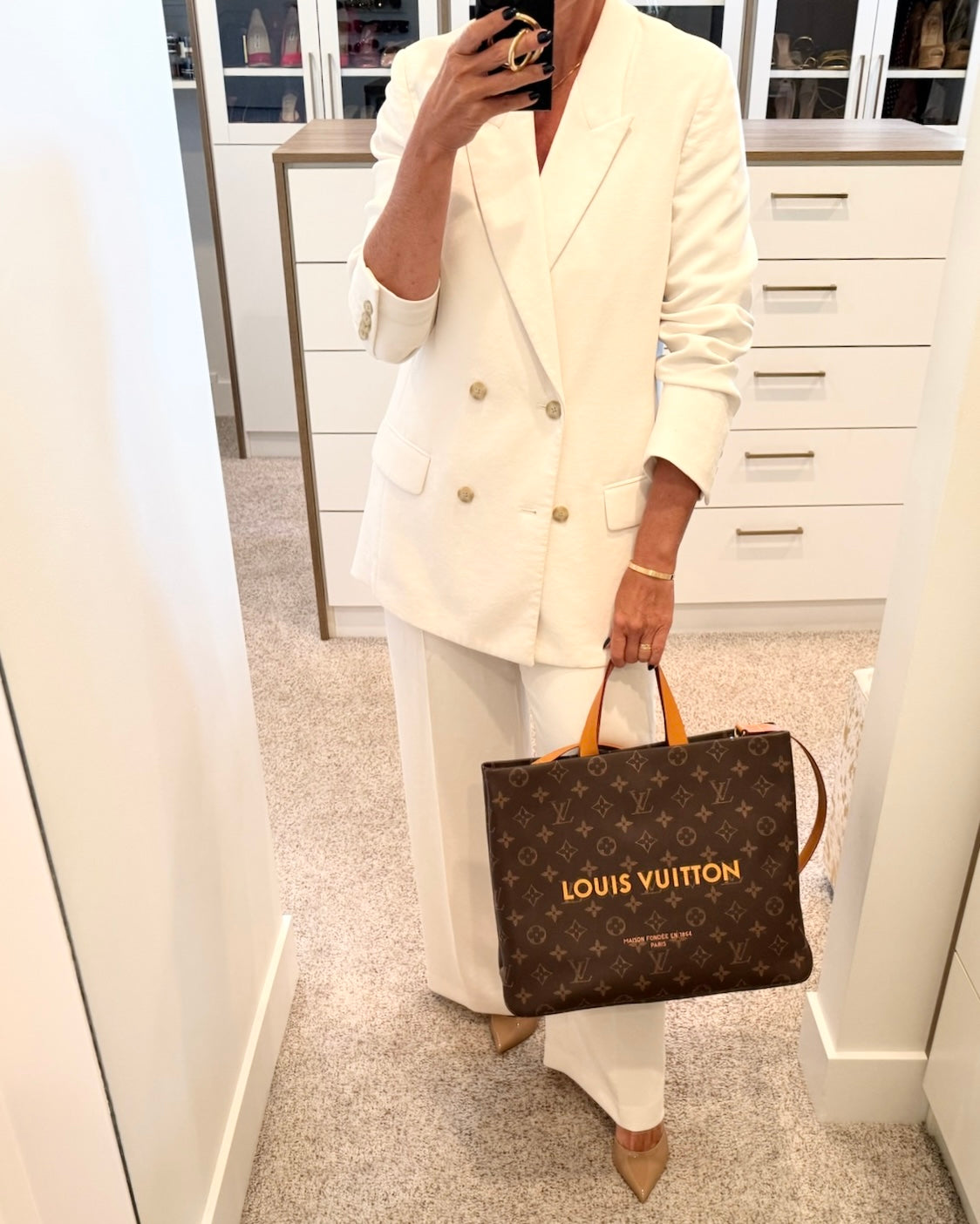Louis Vuitton Monogram Calfskin Leather Shopper Tote MM Bag