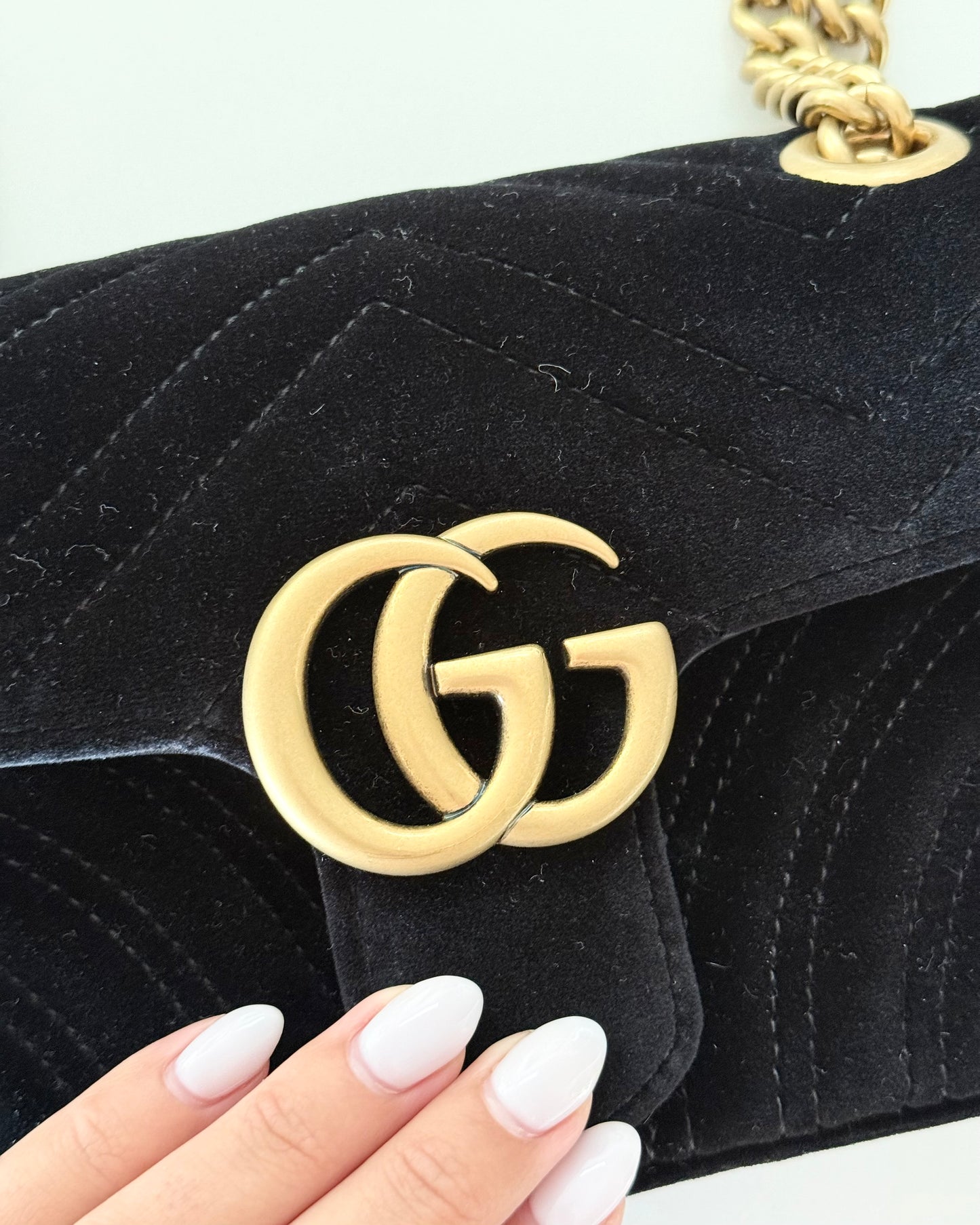 Gucci Black Velvet Marmont Mini Crossbody