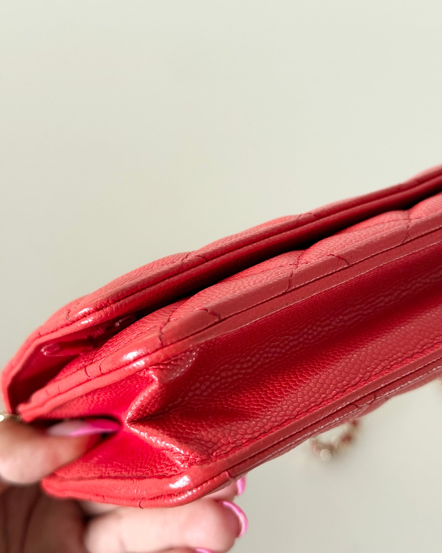Chanel Red Caviar Classic Wallet on Chain