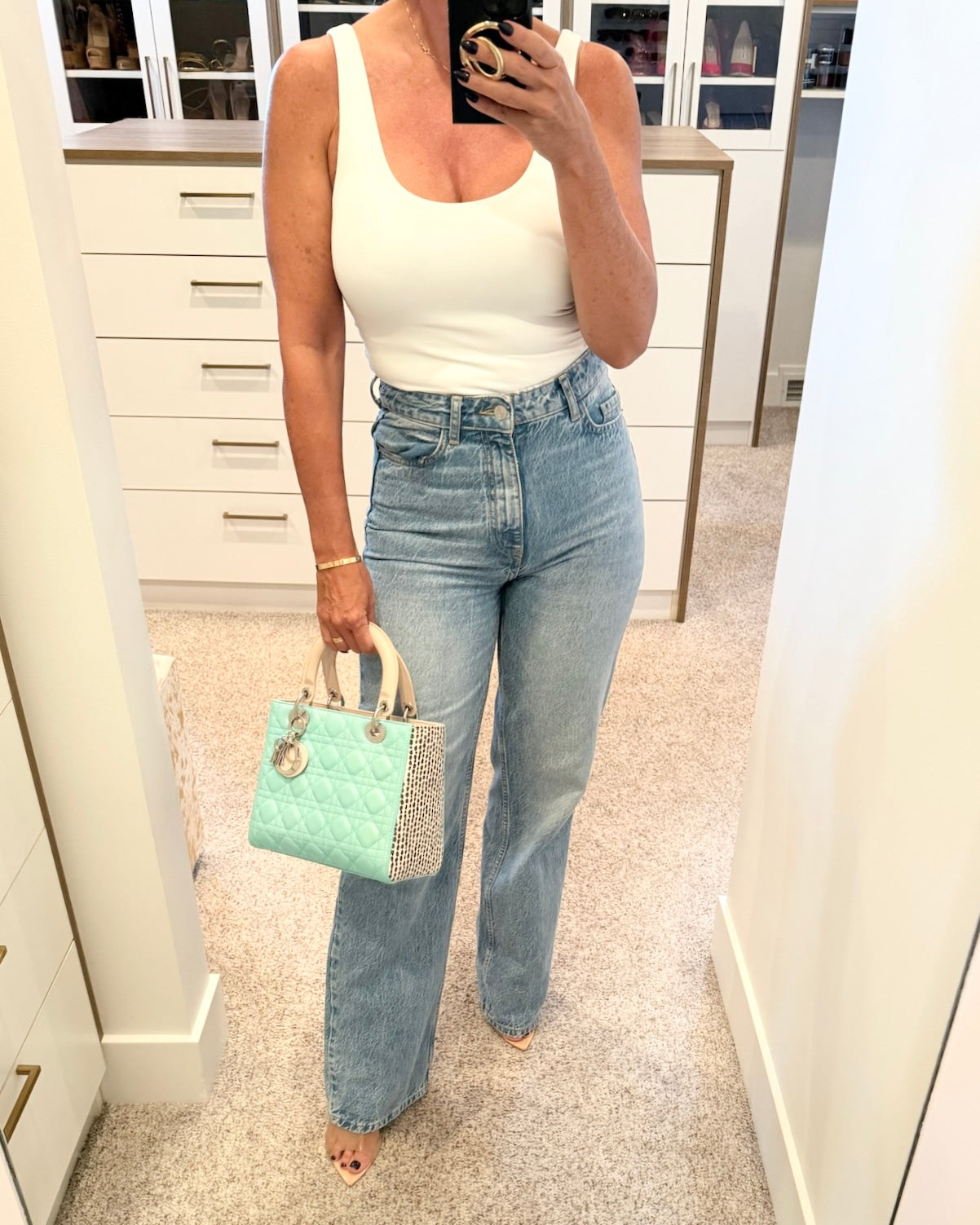 Christian Dior Turquoise and Spotted Python Medium Lady Dior
