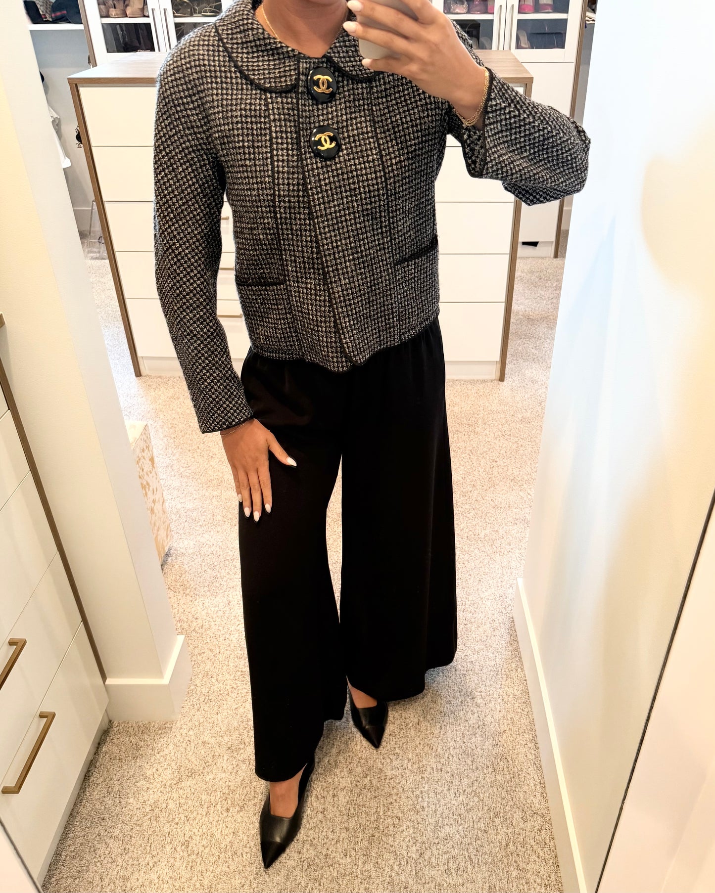 Chanel SUPER RARE Black Tweed Jacket from 29 collection 1992