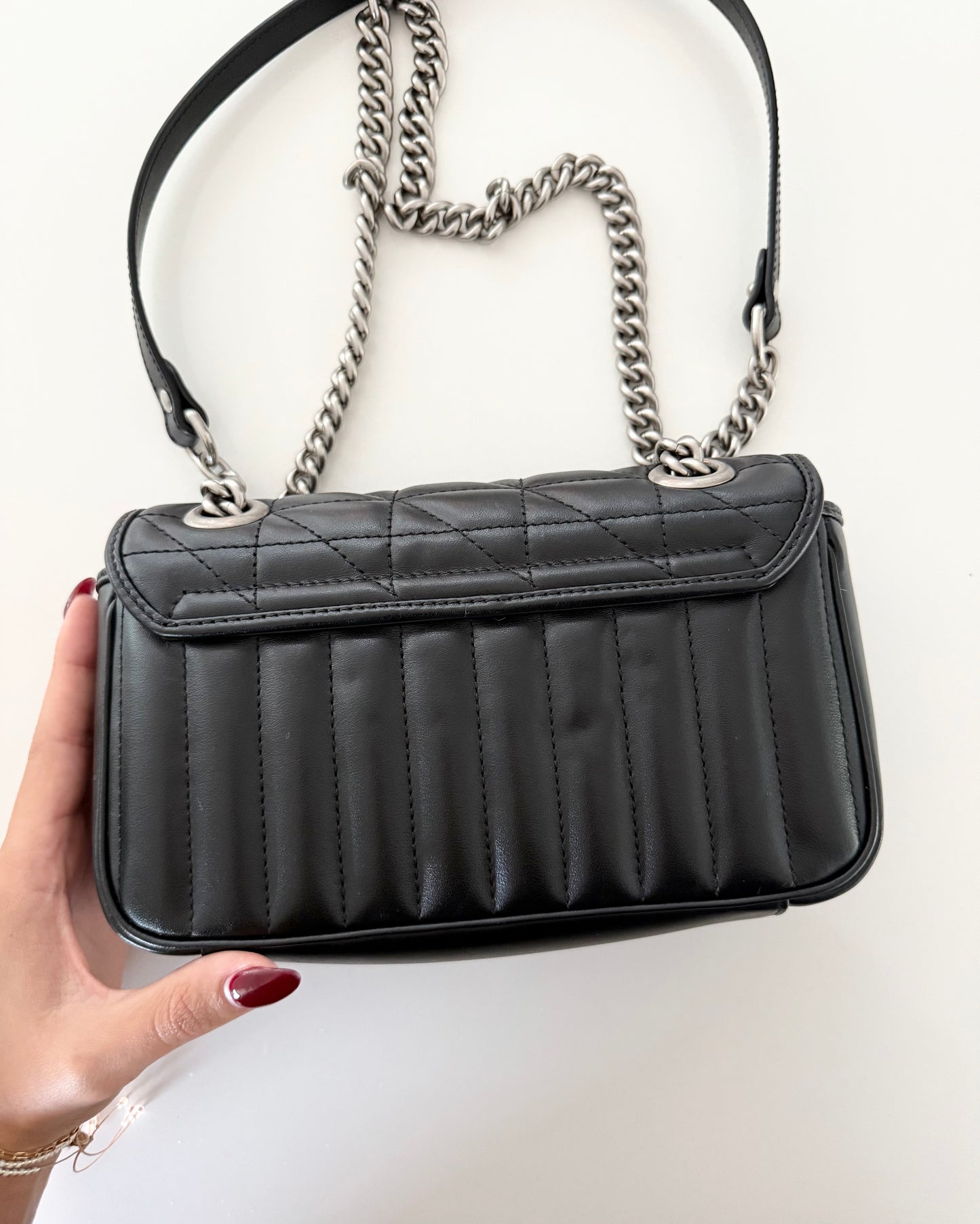 Gucci Black Marmont Flap Matalasse Aria Mini Bag