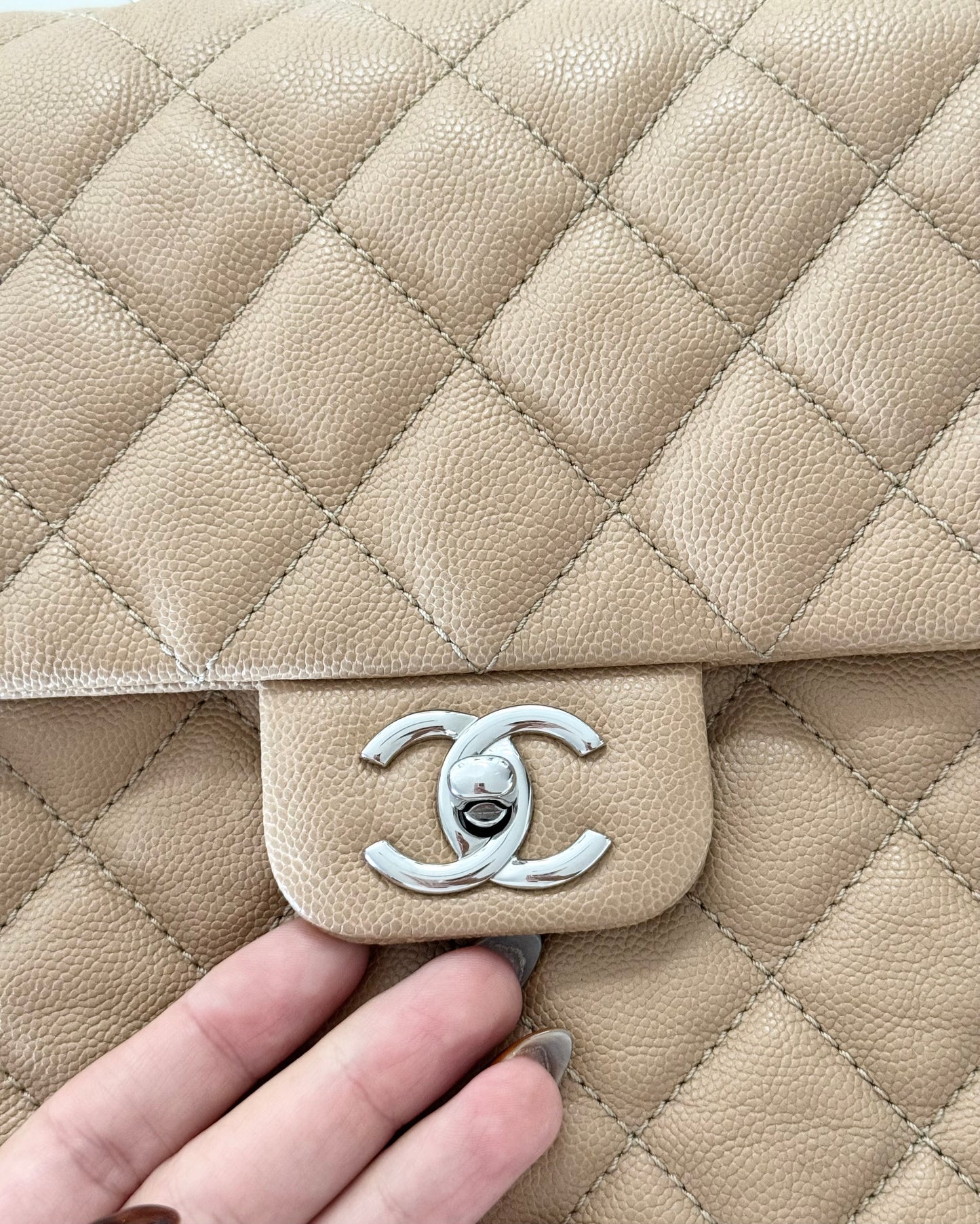 Chanel Beige Caviar Quilted Large Urban Companion Flap Bag. 25 series from 2018