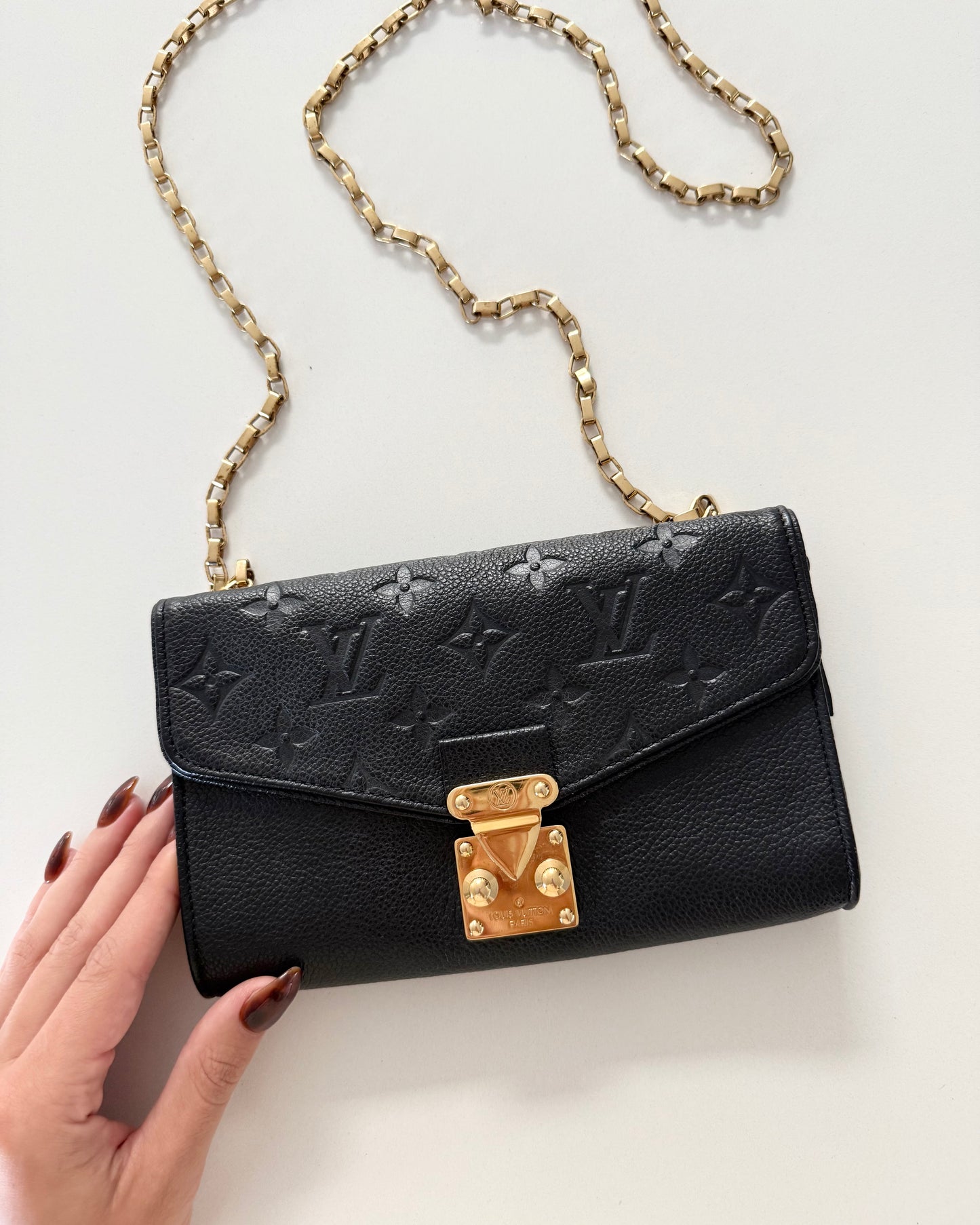 Louis Vuitton Black Monogram Empreinte Leather St Germain Pochette Bag