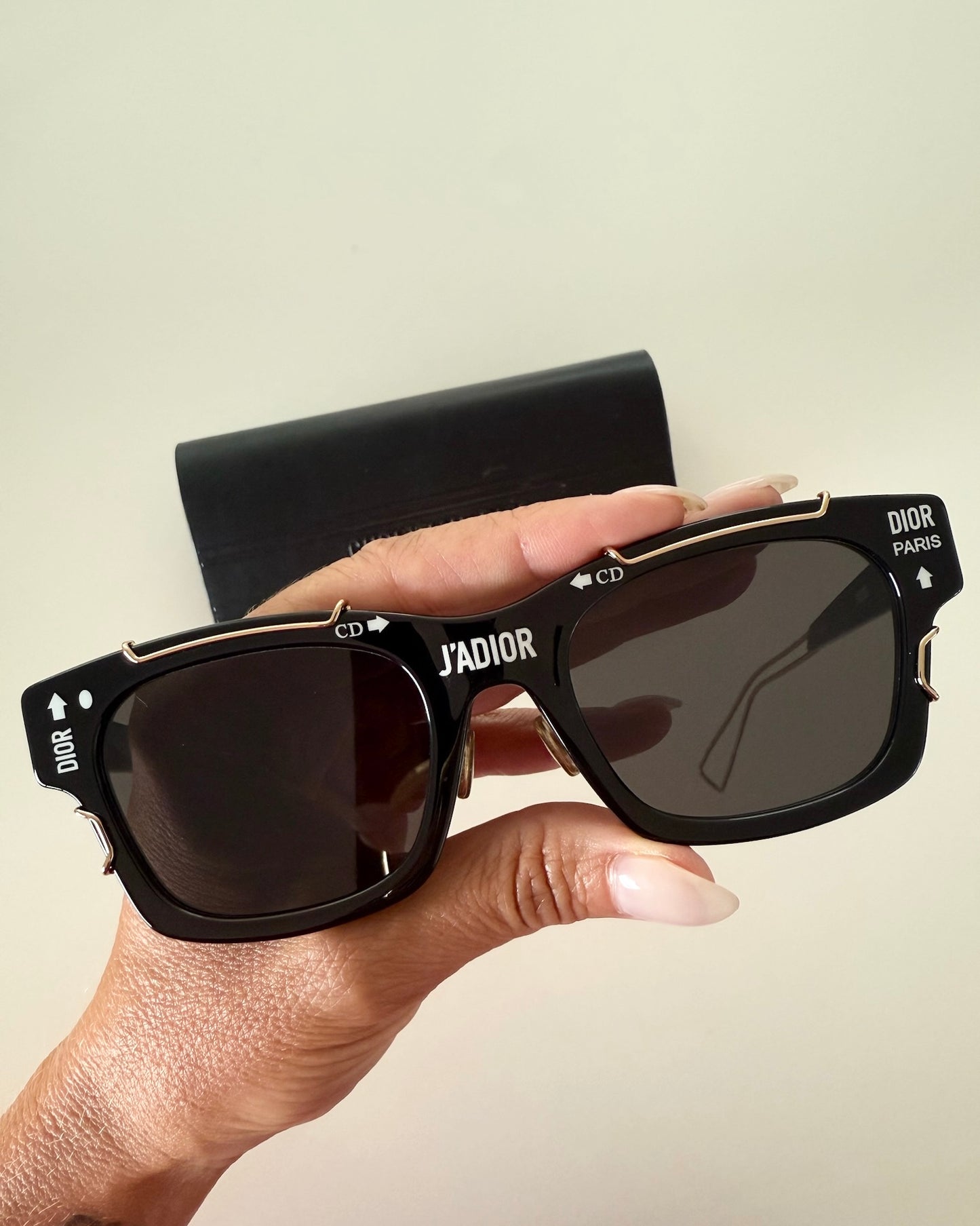 Dior Black Sunglasses with Gold Cage
