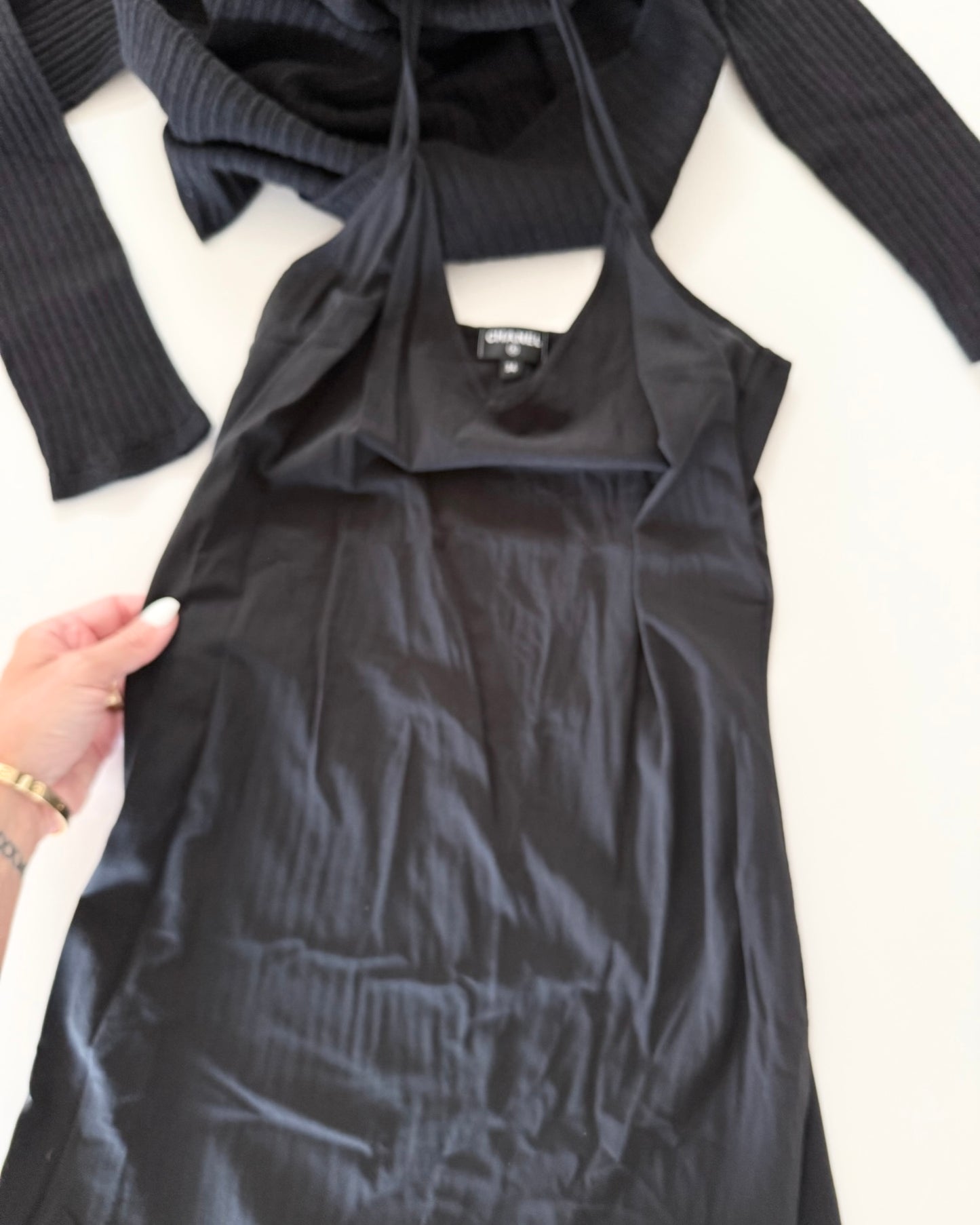 Chanel Black Long Sleeve Stretchy Mini Dress