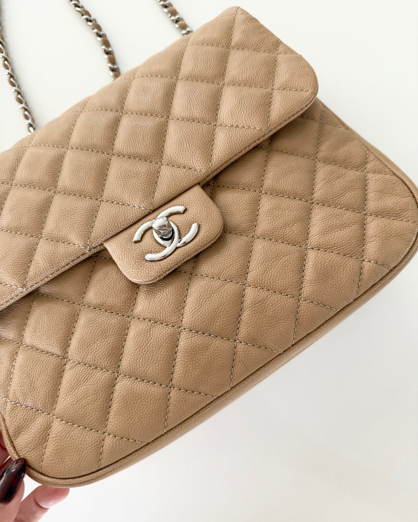 Chanel Beige Caviar Quilted Large Urban Companion Flap Bag. 25 series from 2018