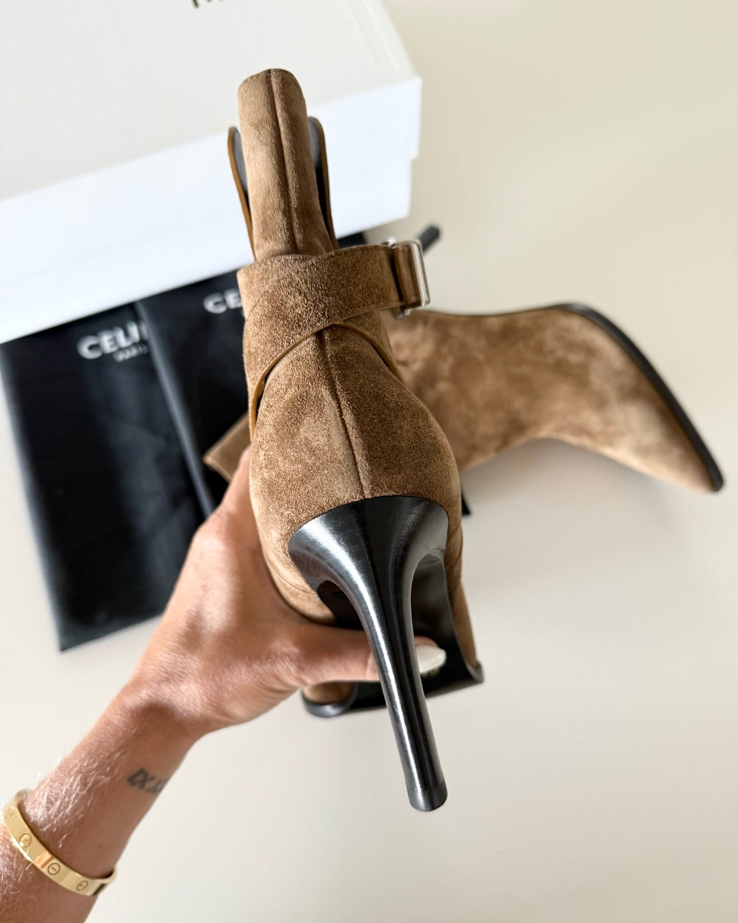 Celine Verneuil Jodphur in Suede Camel Boots Size 41