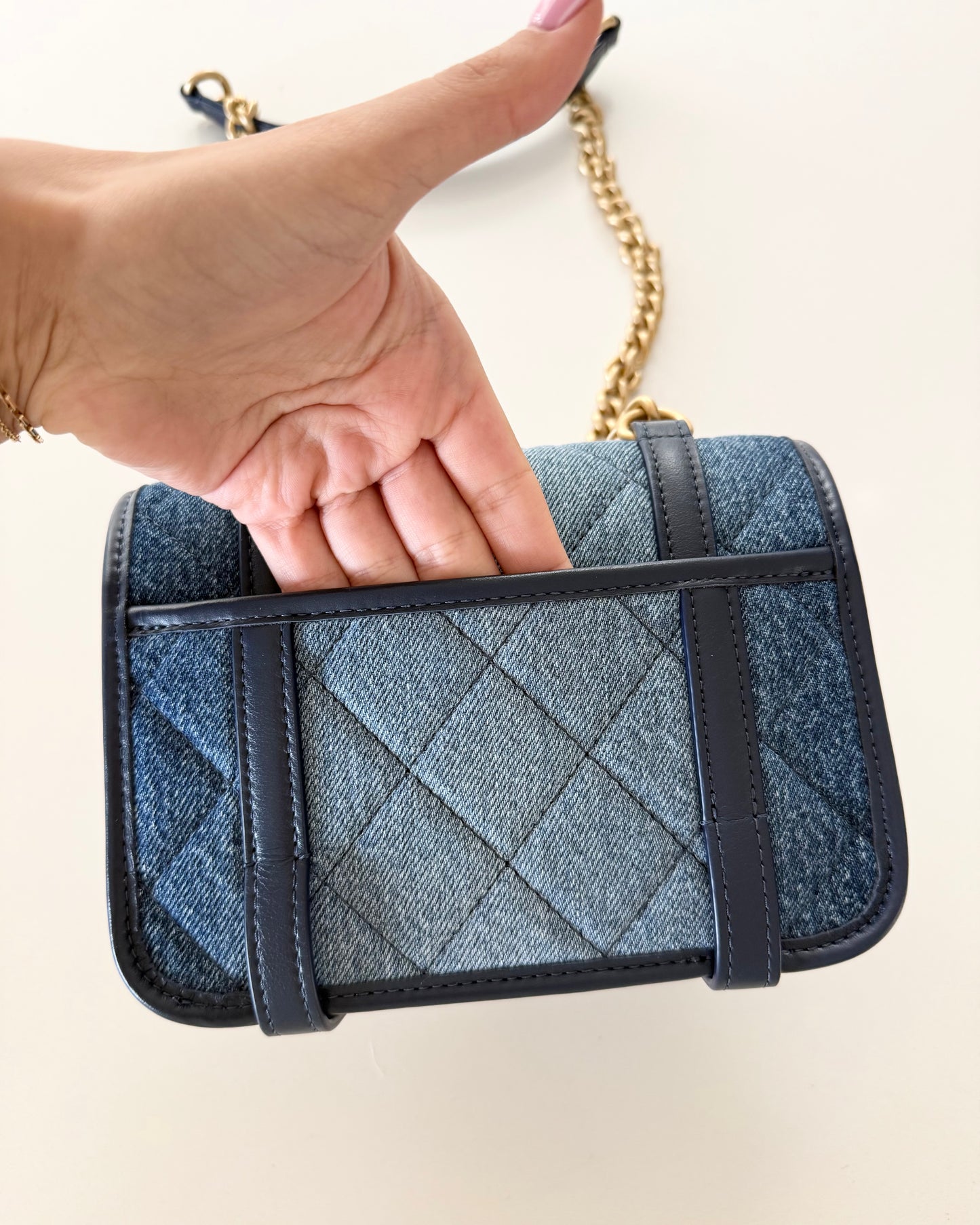 Chanel RARE Limited Edition Ombre Denim Quilted Mini Matelasse Messenger Flap Bag