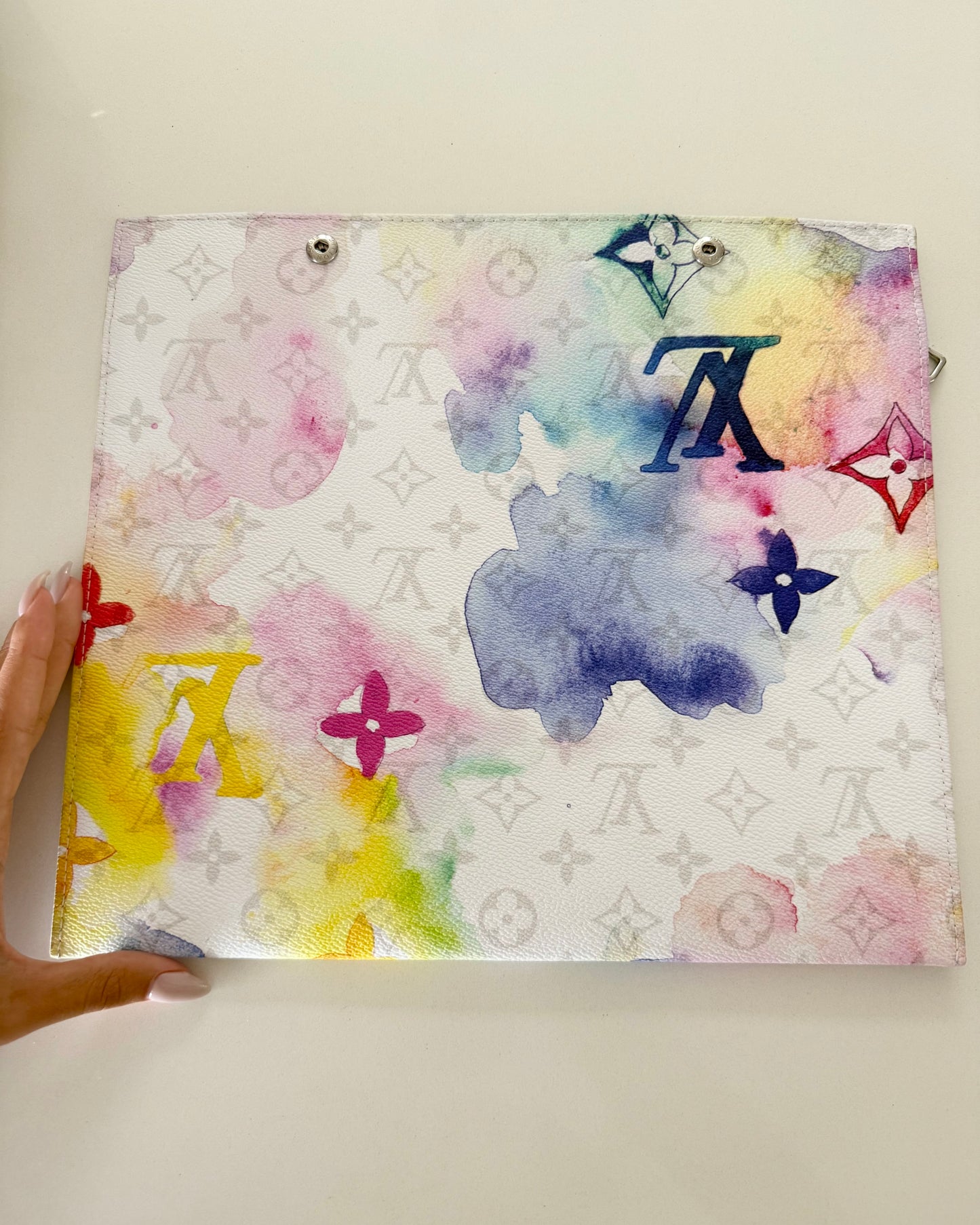 Louis Vuitton Watercolor and White Leather Weekend Tote GM