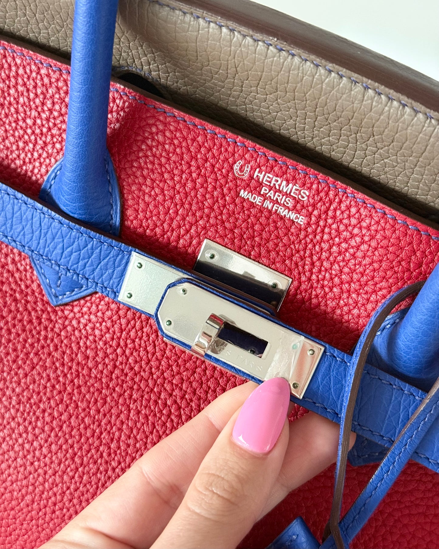 Hermes Special Order Tri-Color Togo Leather Birkin 35 with Palladium Hardware from 2012