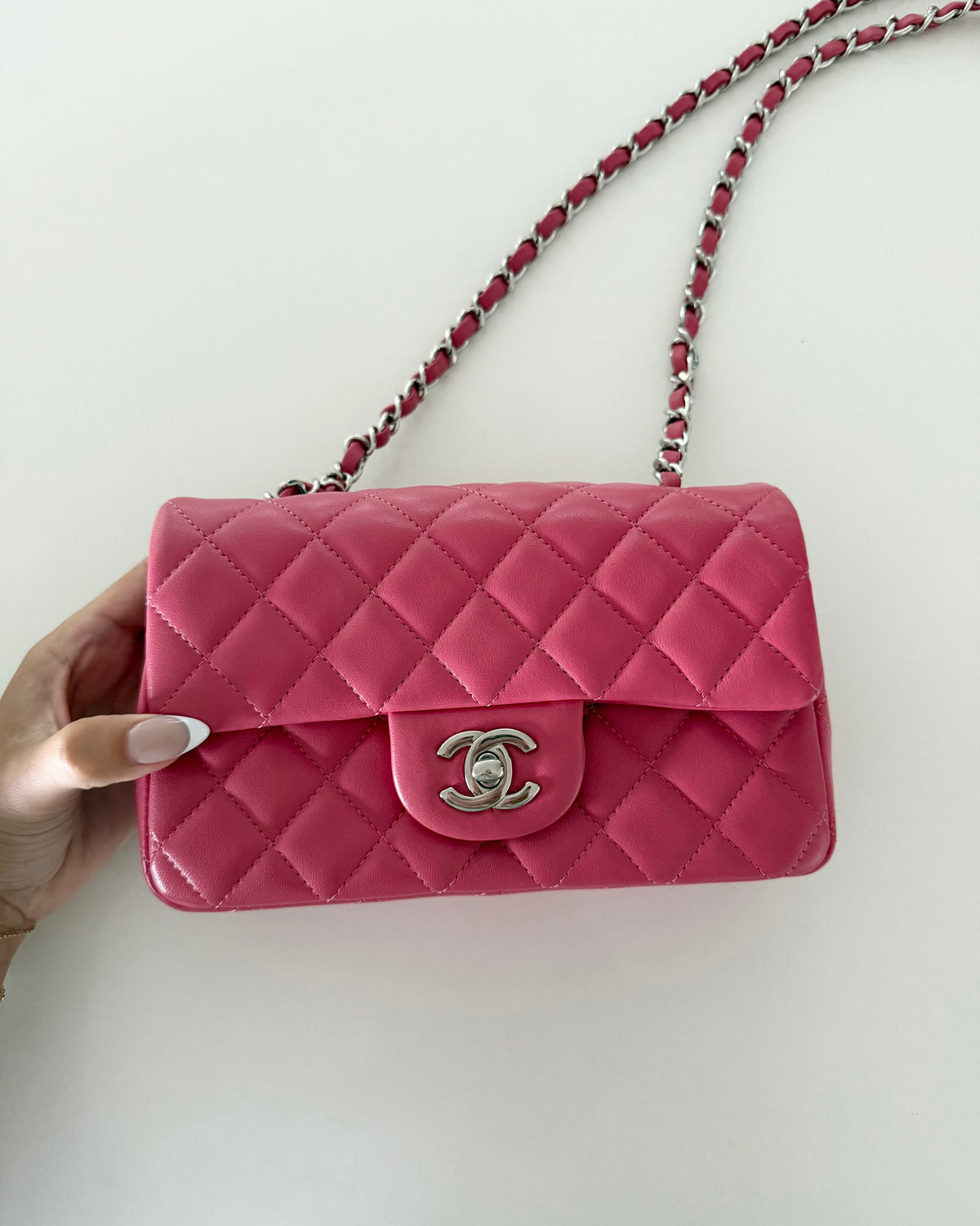 Chanel Pink Quilted Leather Rectangle Mini