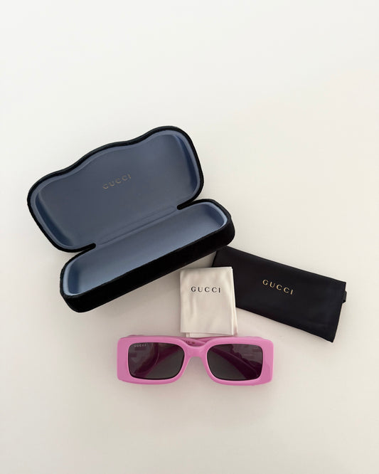 Gucci Pink Rectangle Logo Sunnies