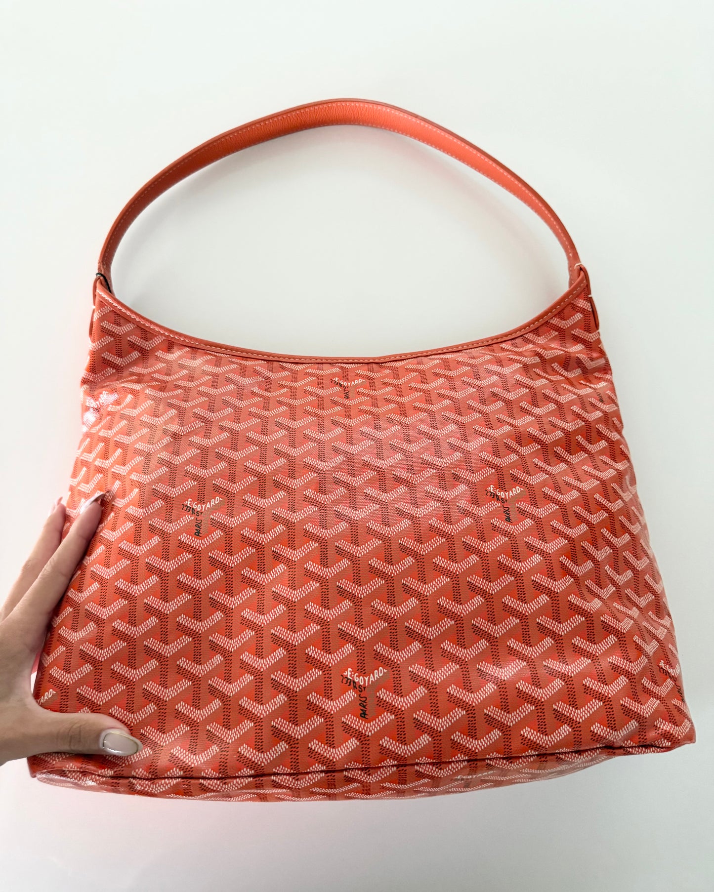 Goyard Orange Chevron Printed Coated Canvas Boheme PM Bag