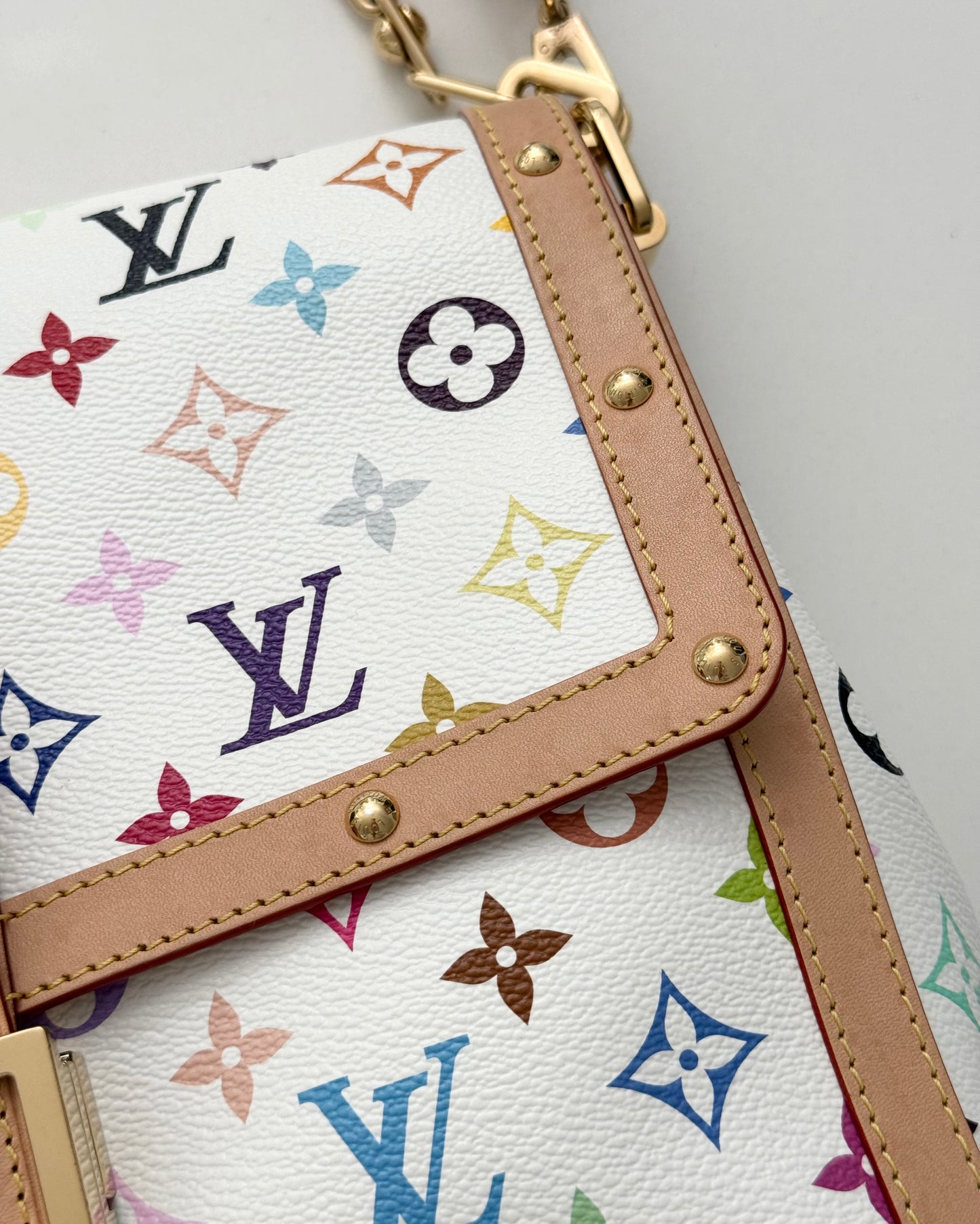 Louis Vuitton x TM White and Multicolor Monogram Dauphine GM Bag